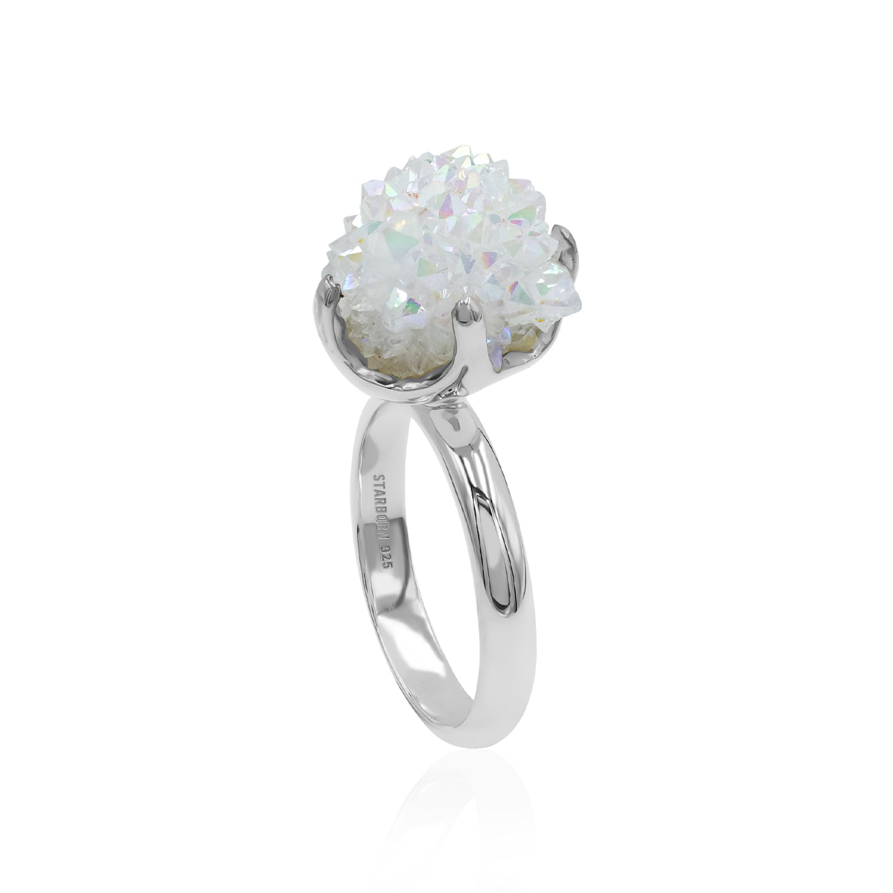 Anillo con drusa de cuarzo Starborn Spirit en plata de ley