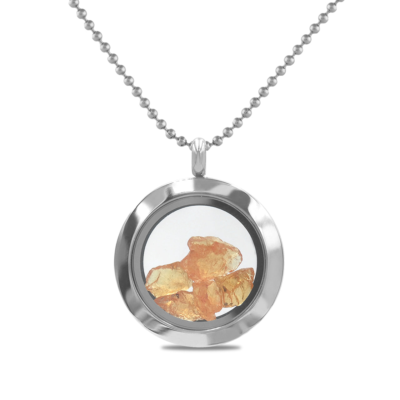 Starborn Gemstone Window Pendant Necklace in Stainless Steel