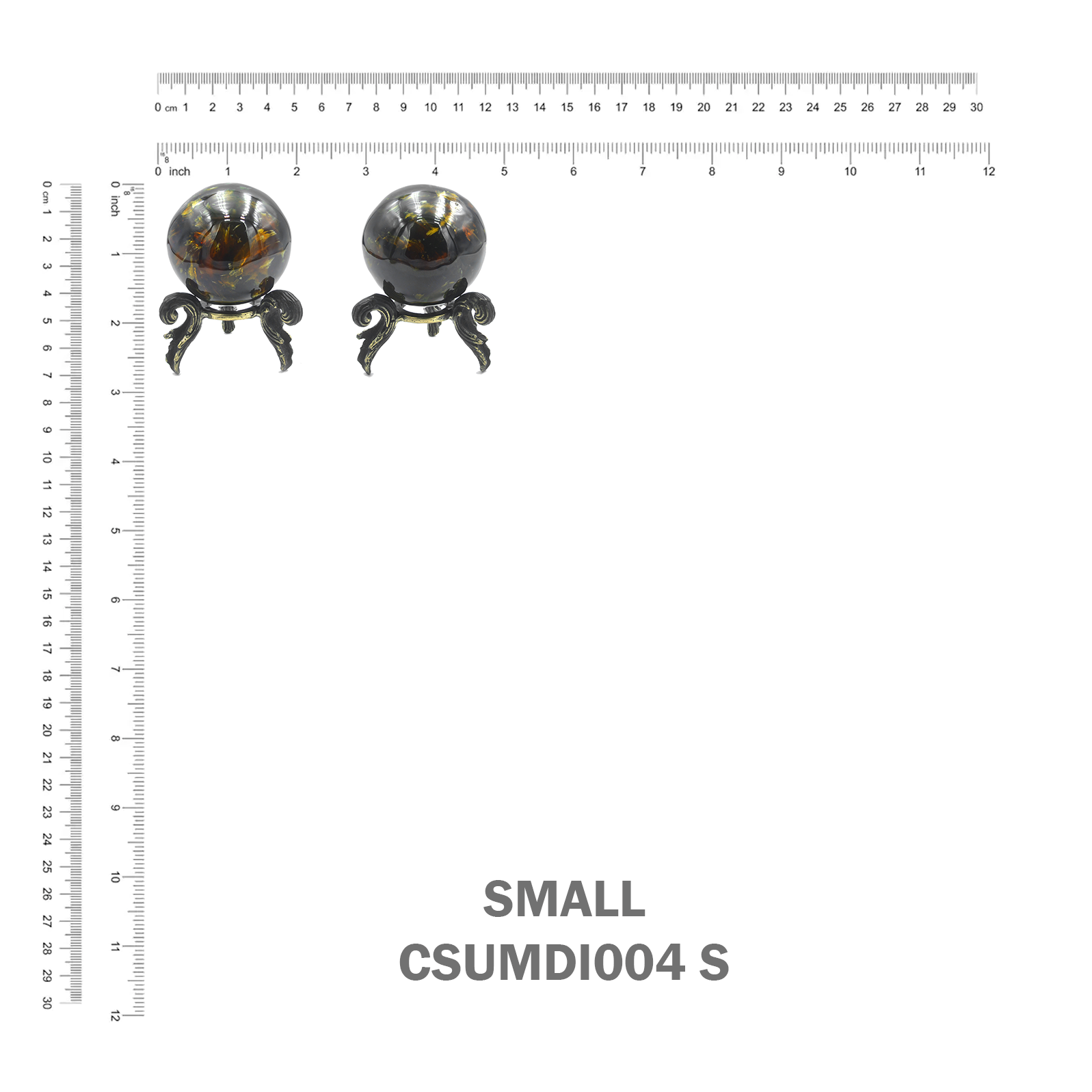 Esfera de exhibición ámbar de melena de león de Sumatra de Starborn con soporte de latón