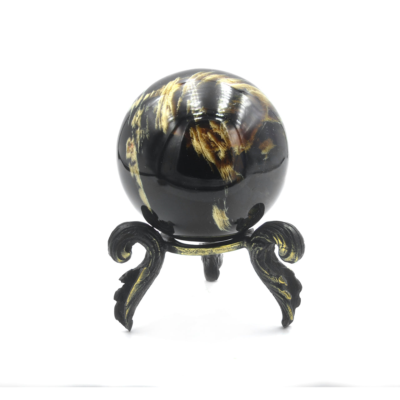 Starborn Sumatra Milk and Honey Amber Display Sphere with Brass Stand