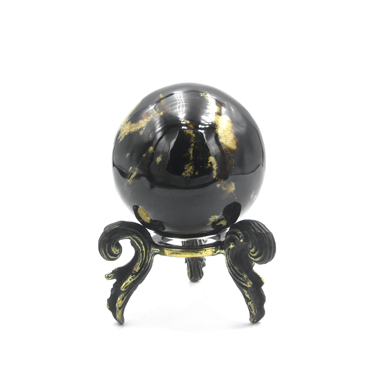 Starborn Sumatra Milk and Honey Amber Display Sphere with Brass Stand