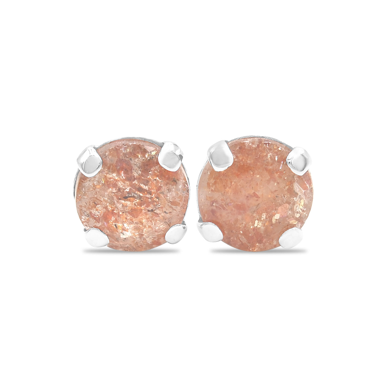 Starborn Faceted Gemstone 8 mm Round Post Earrings in Sterling Silver