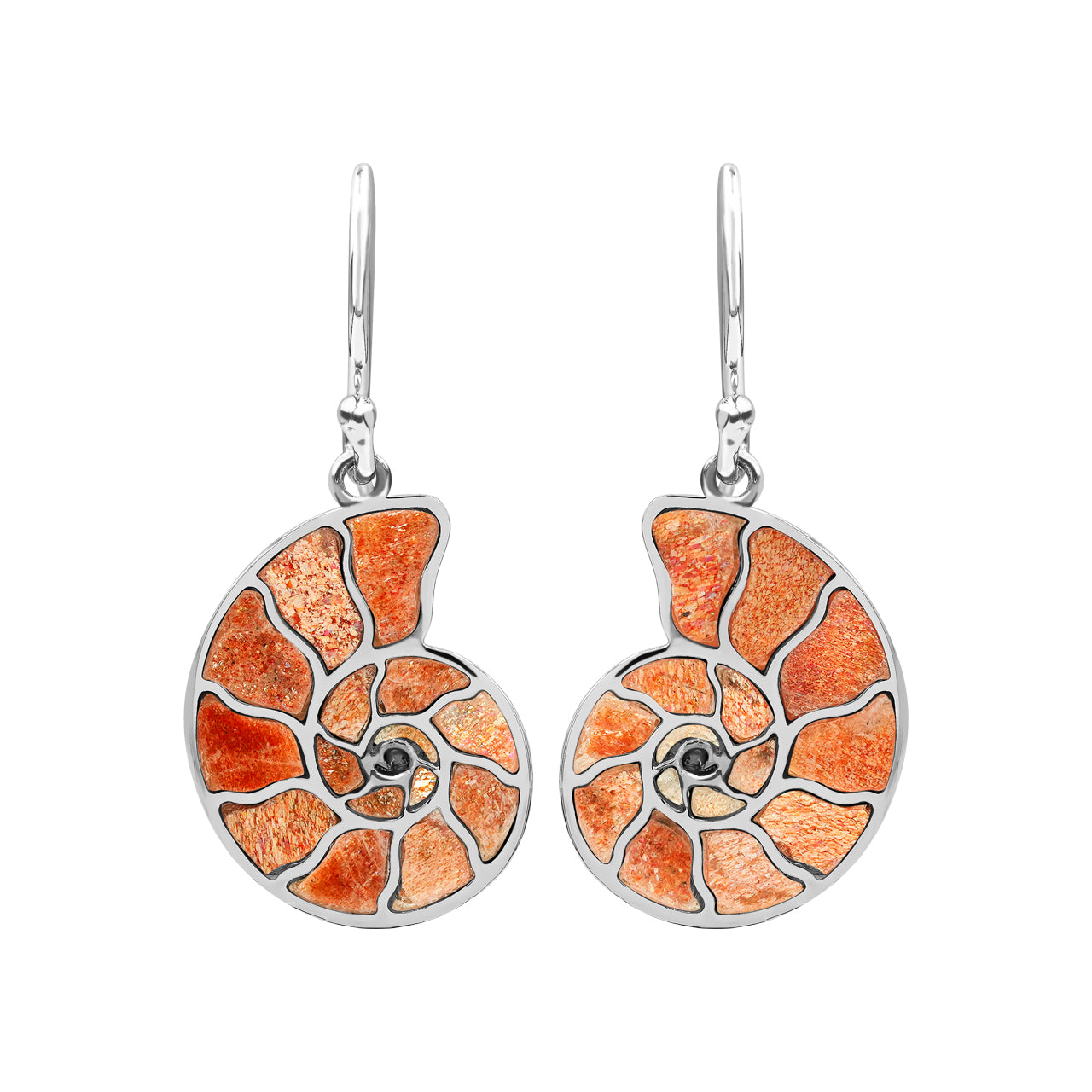 Starborn Ohrring aus Sterlingsilber mit Nautilus-Ammonit und Edelsteineinlage, klein