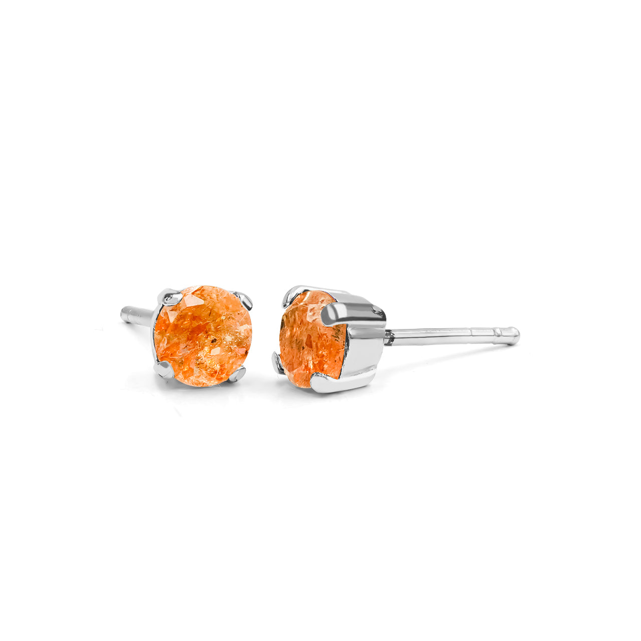 Starborn Faceted Gemstone Round 5 mm Post Earrings in Sterling Silver