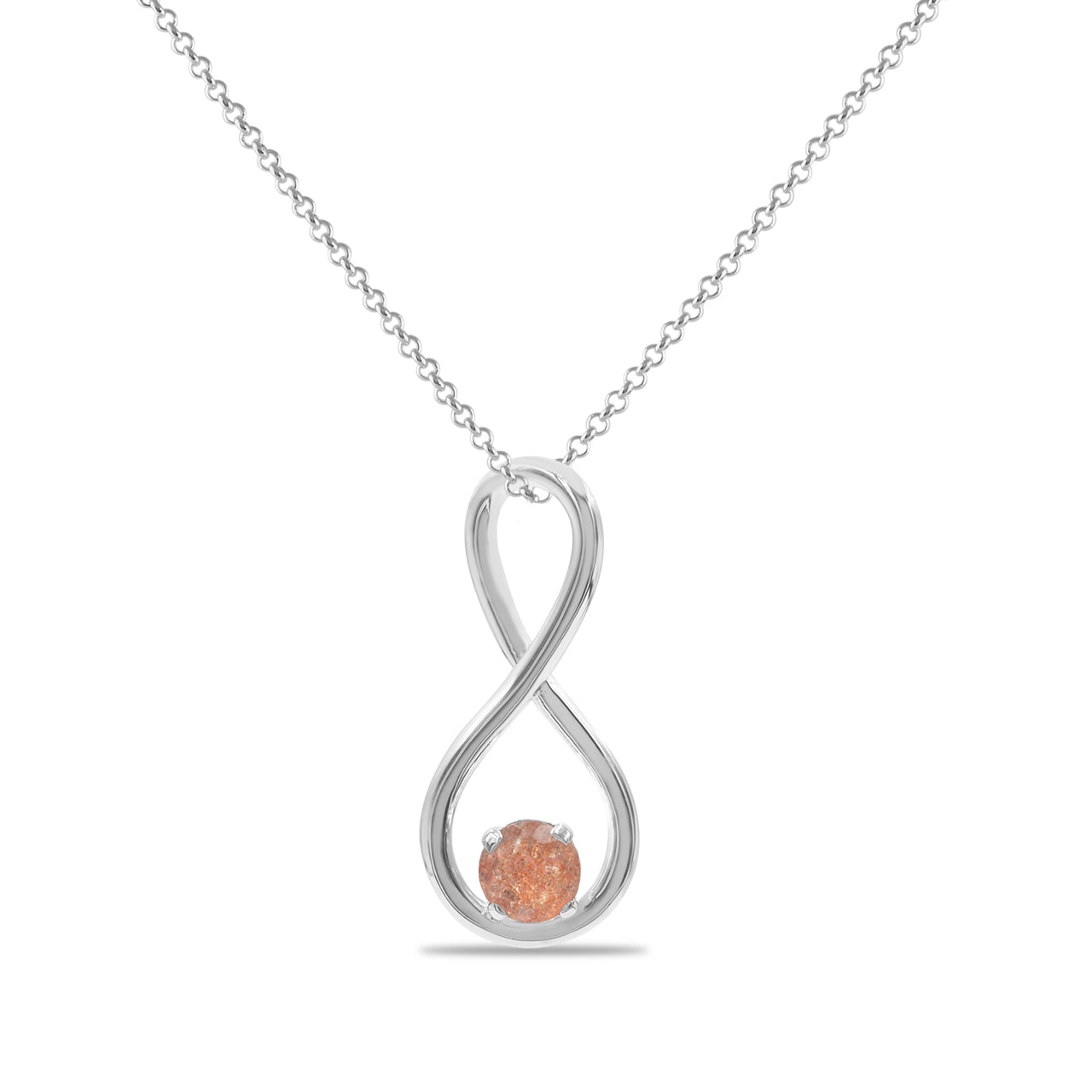 Starborn Faceted Sunstone Infinity Pendant in Fine Sterling Silver