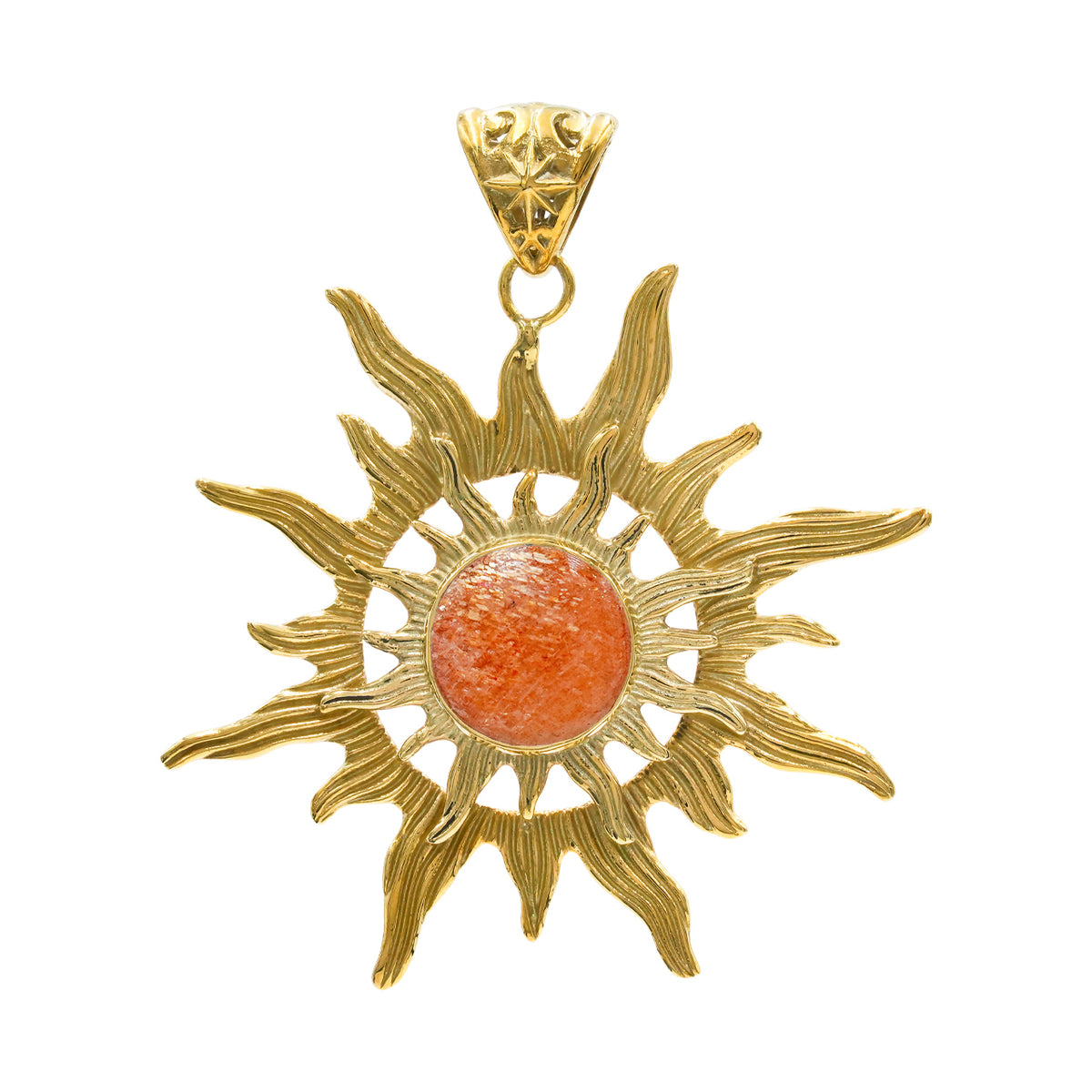 Starborn Sunstone Sun Pendant in Nordic Gold