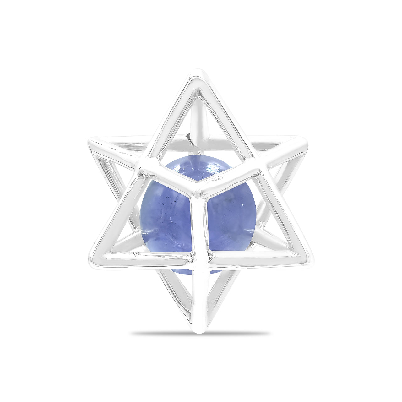 Colgante con esfera de piedras preciosas de jaula mediana Merkabah de Starborn en plata de ley