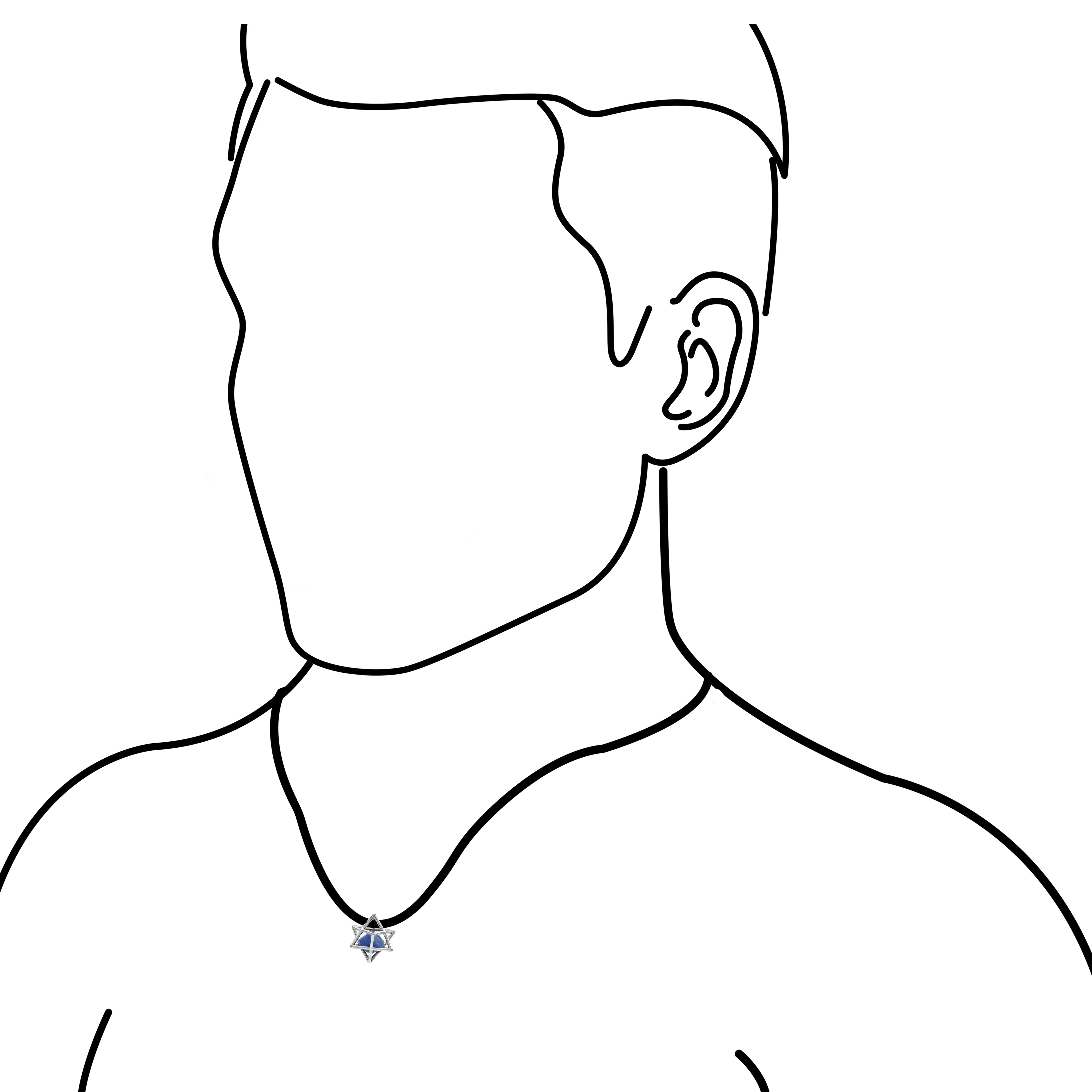 Starborn Natural Raw Tanzanite in Merkabah Sterling Silver Cage Pendant and Chain