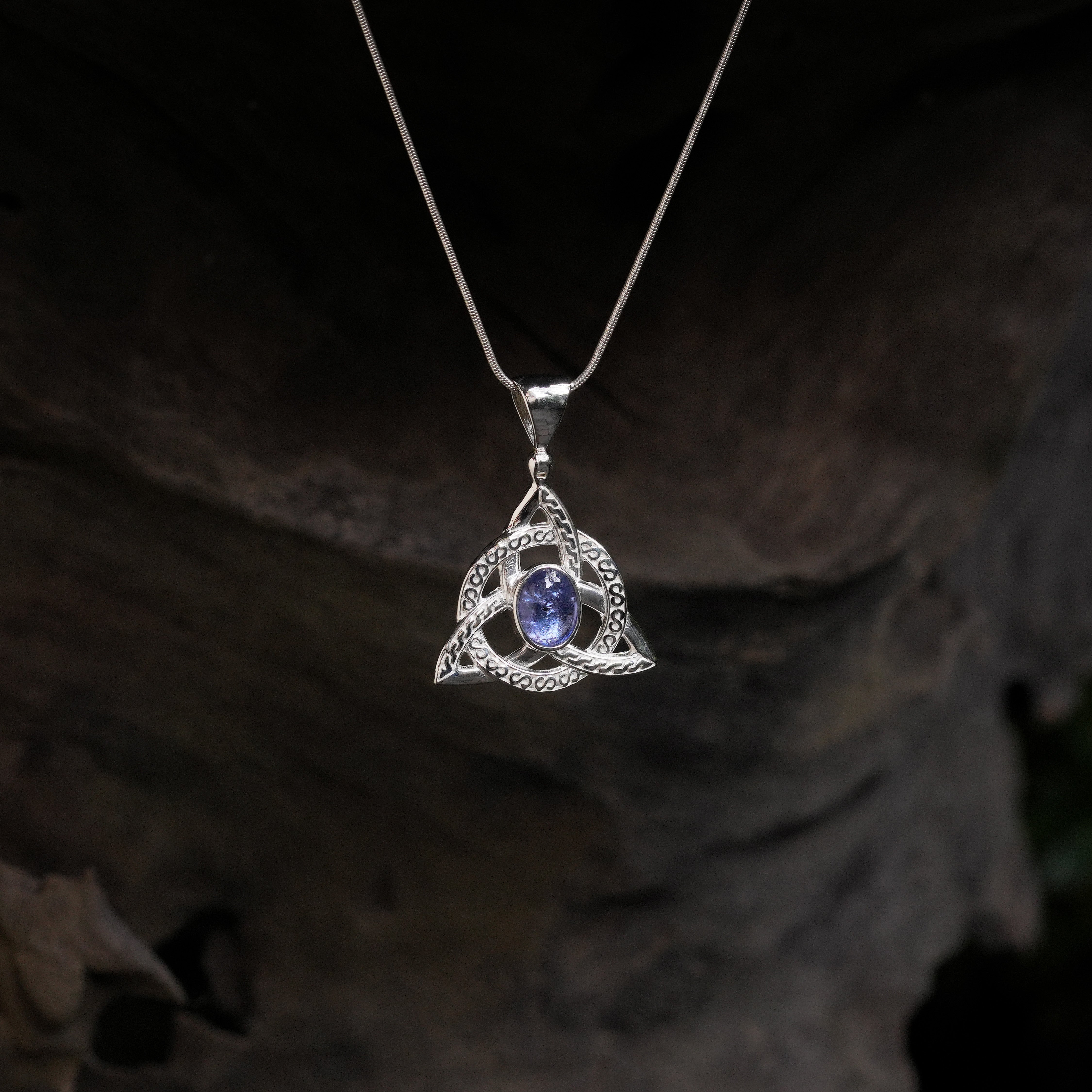 Starborn Tanzanite Triquetra Pendant in Sterling Silver