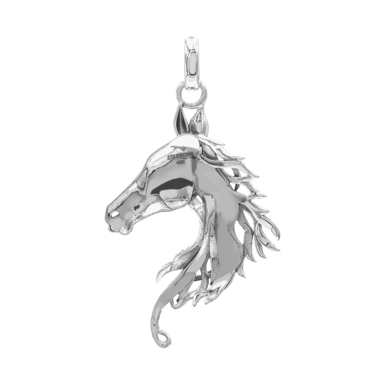 Starborn Tiger Iron Horse Head Pendant in Sterling Silver