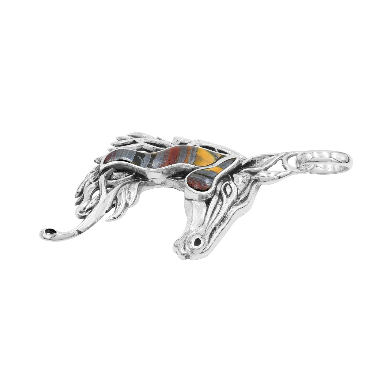 Starborn Tiger Iron Horse Head Pendant in Sterling Silver