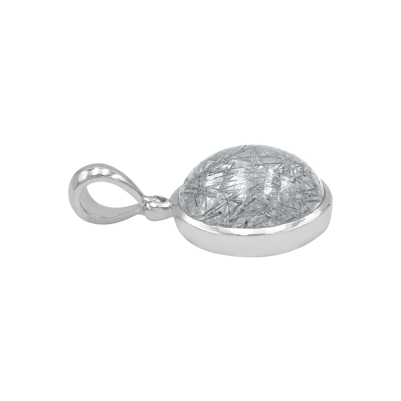 Starborn Silvery Tourmalinated Quartz Pendant in Sterling Silver
