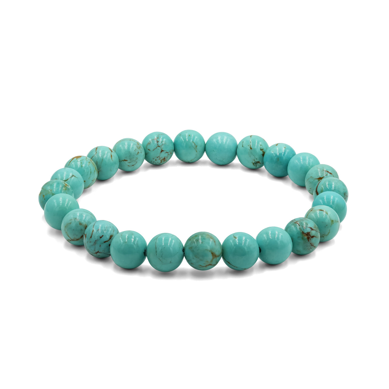 Starborn Turquoise Beaded Elastic Bracelet, 24 pieces of 8mm beads with a length 7.5 inch.