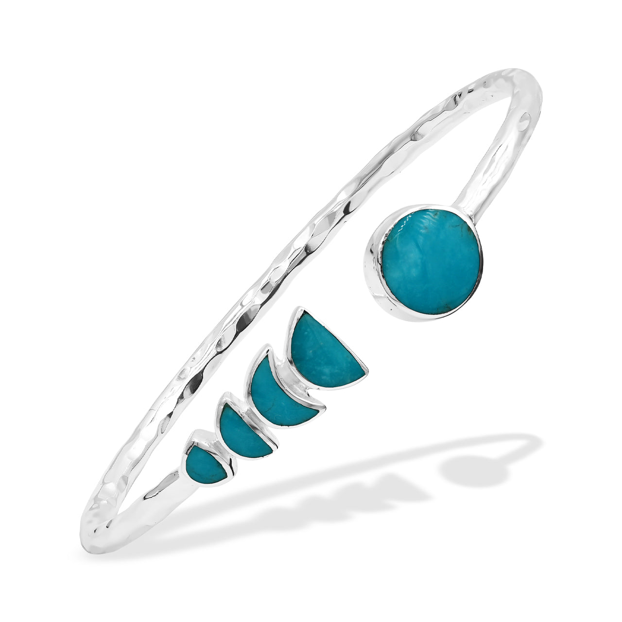 Brazalete abierto Starborn con diseño de piedras preciosas en fase lunar en plata de ley