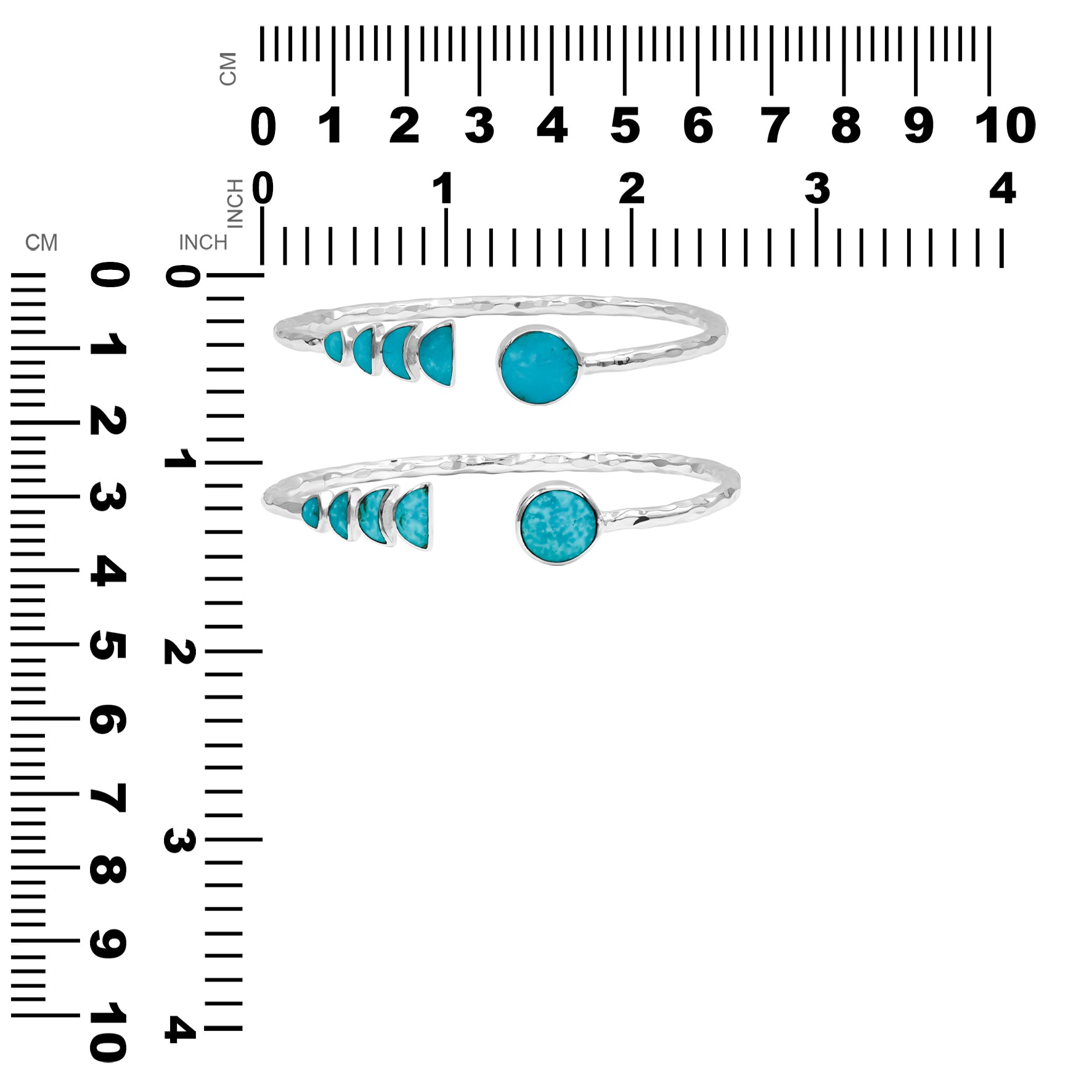 Brazalete abierto Starborn con diseño de piedras preciosas en fase lunar en plata de ley