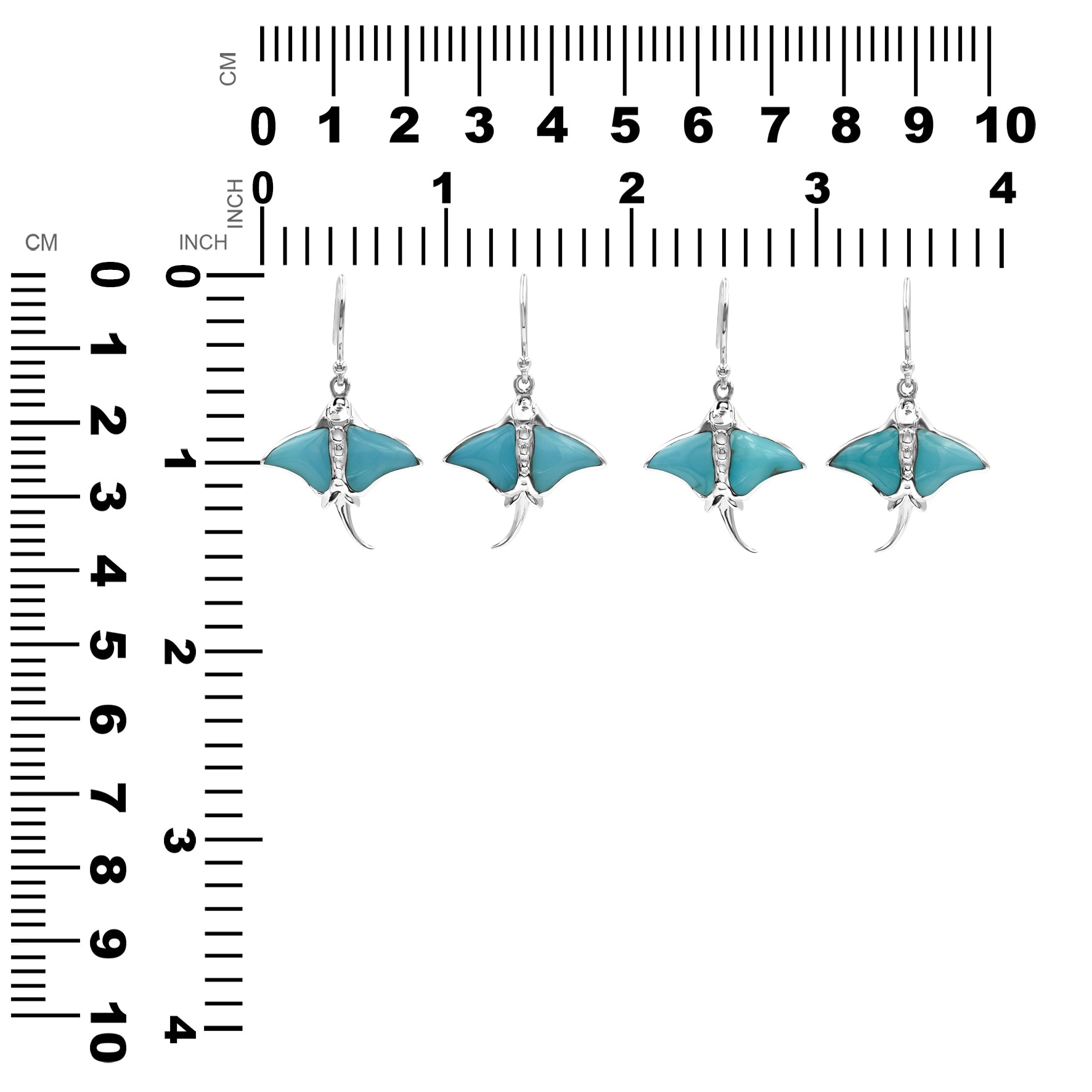 Starborn Gemstone Manta Ray Earrings in Sterling Silver