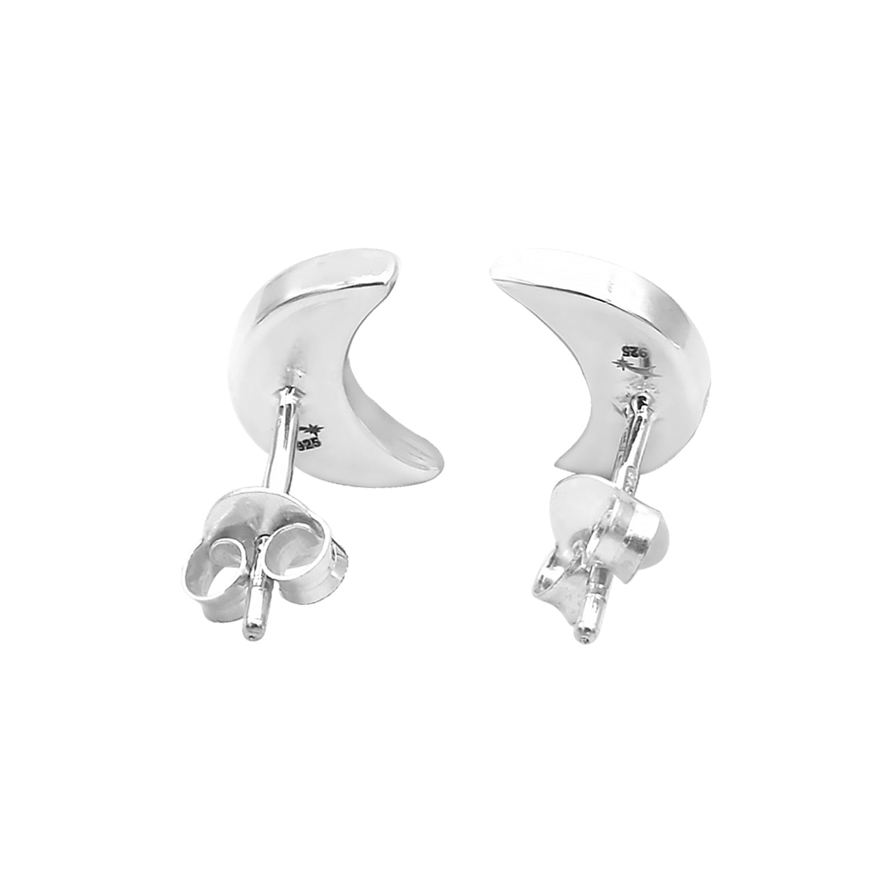 Aretes estilo poste con forma de luna creciente de Starborn en plata de ley