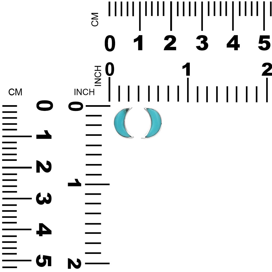 Starborn Turquoise Crescent Moon Post Style Earrings in Sterling Silver