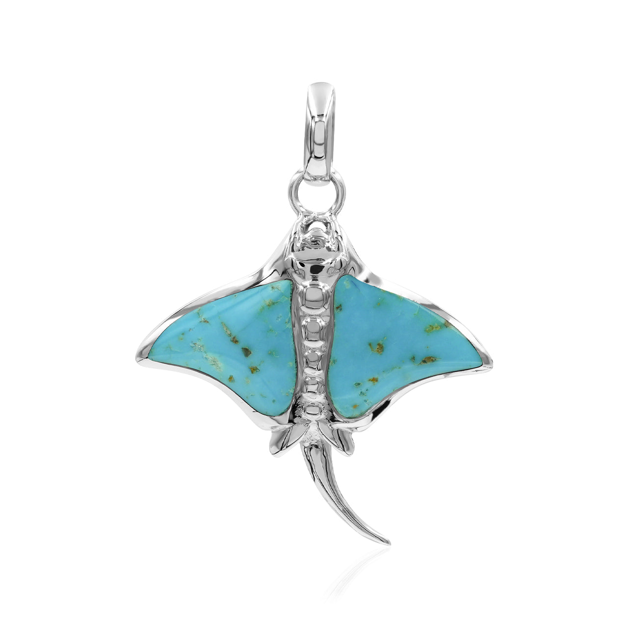 Starborn Manta Ray Turquoise Pendant in Sterling Silver