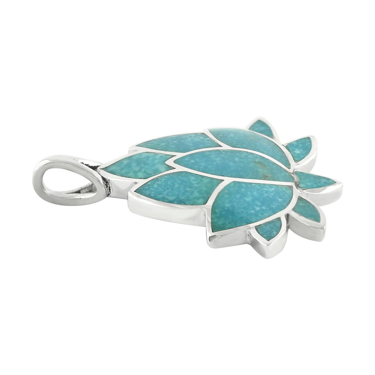Starborn Sleeping Beauty Turquoise Lotus Pendant in Sterling Silver