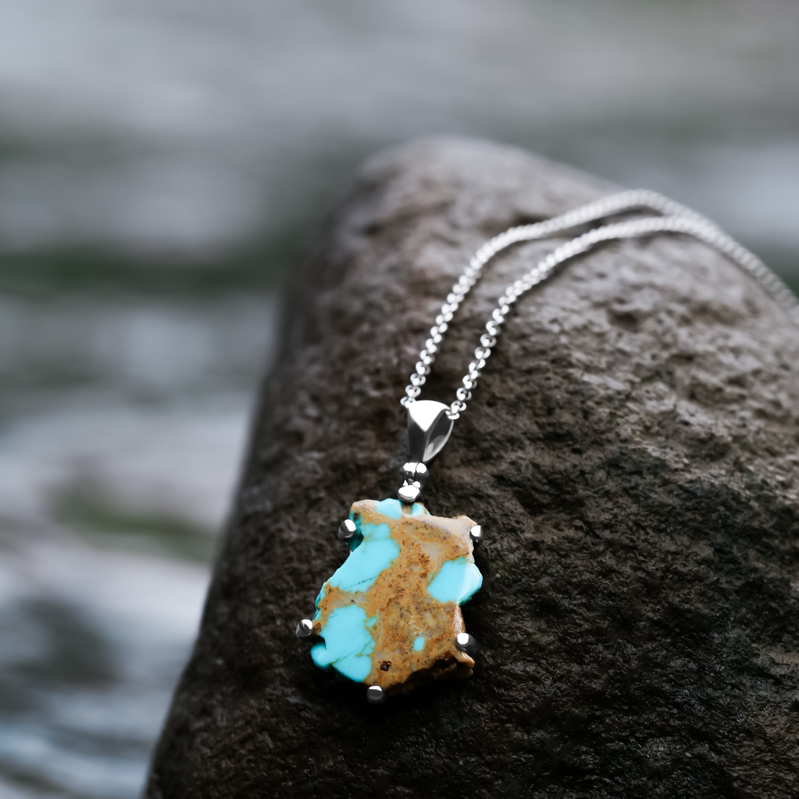 Starborn New Arizona Turquoise Prong Set Pendant in Sterling Silver