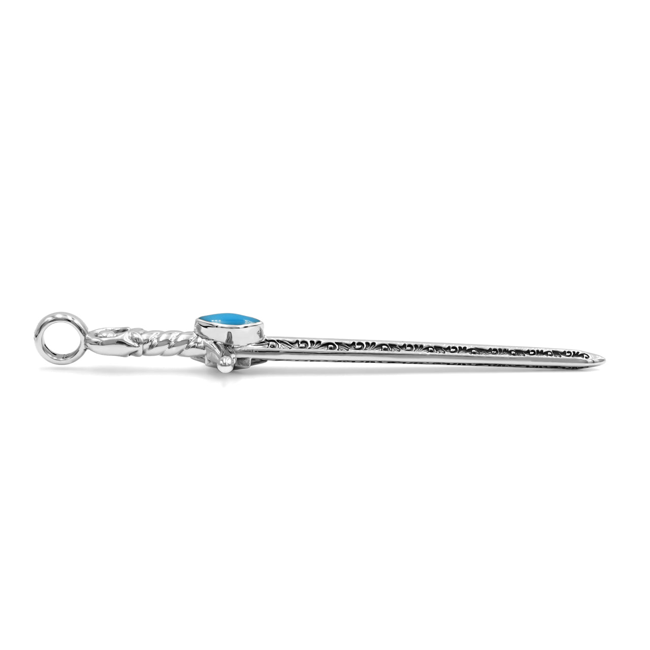 Starborn Sleeping Beauty Turquoise Sword Pendant in Sterling Silver