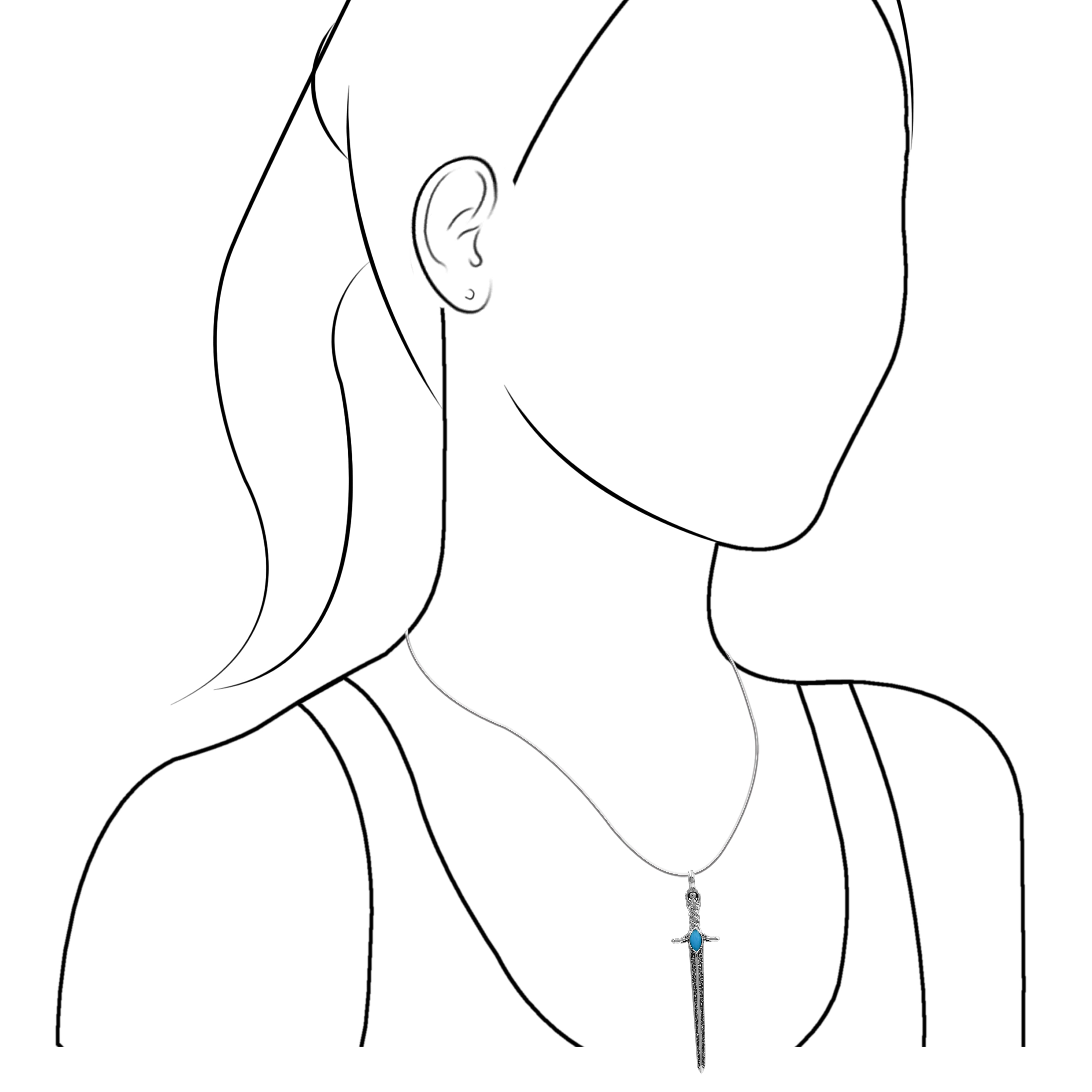 Starborn Sleeping Beauty Turquoise Sword Pendant in Sterling Silver