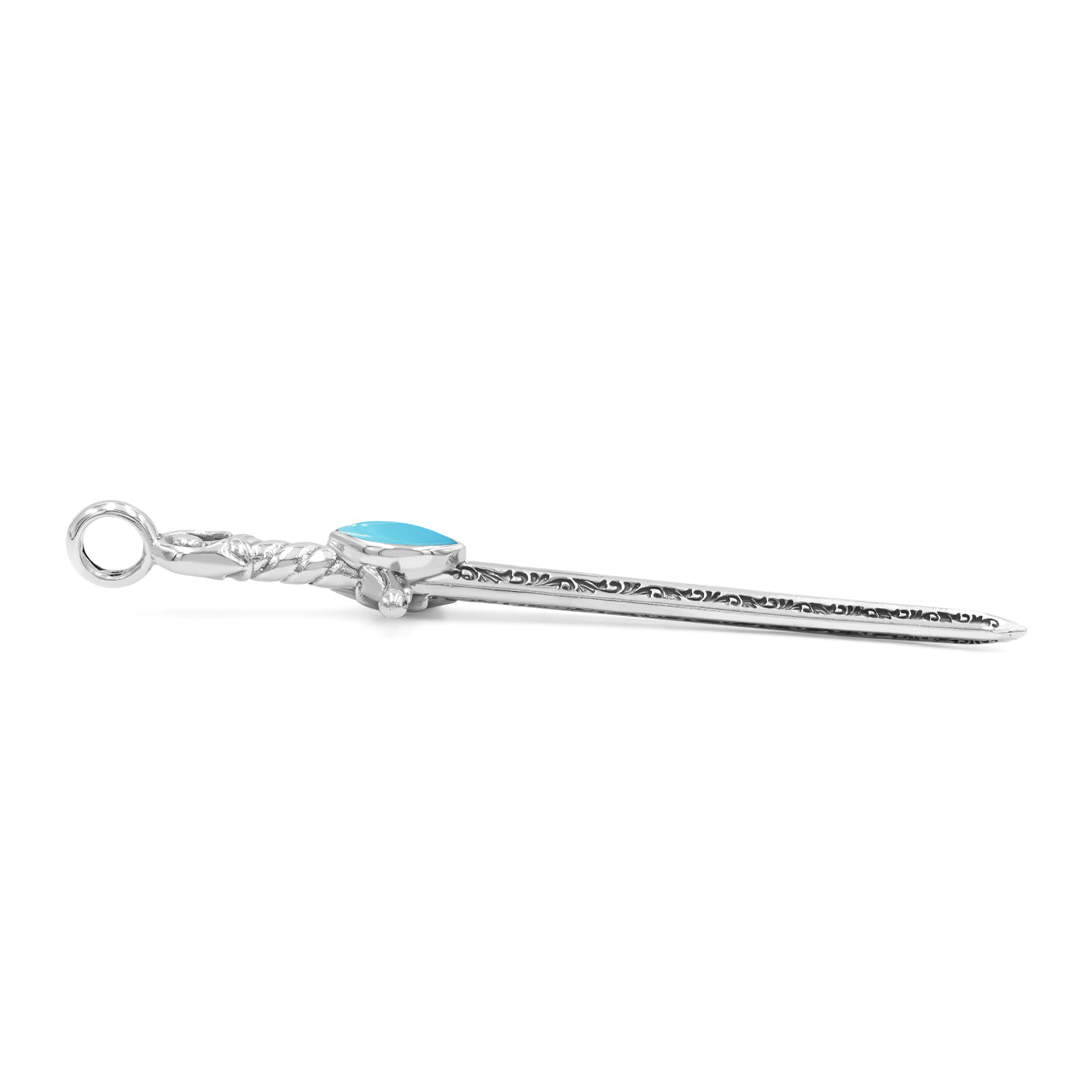 Starborn Sleeping Beauty Turquoise Sword Pendant in Sterling Silver