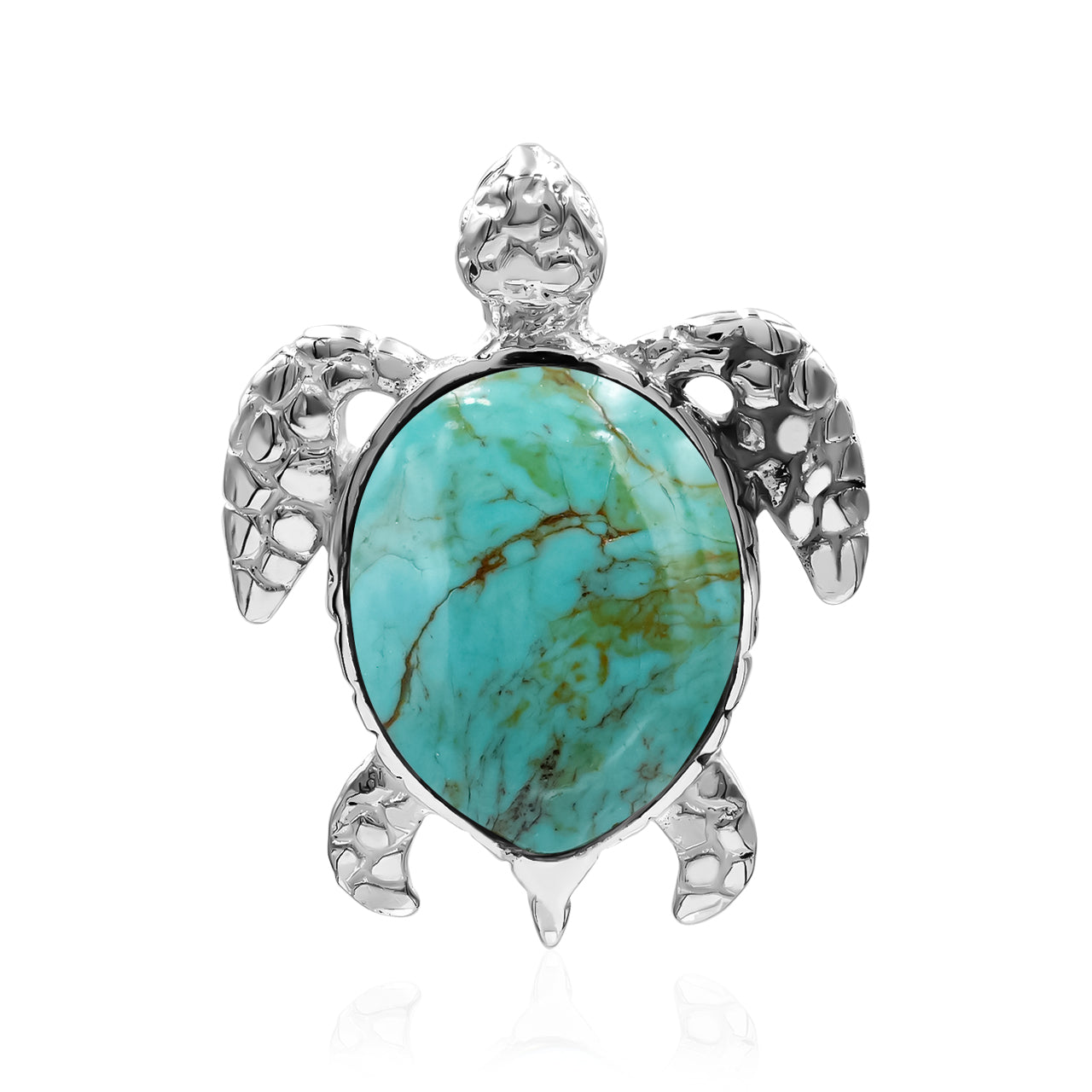 Starborn Turquoise Sea Turtle Pendant in Sterling Silver