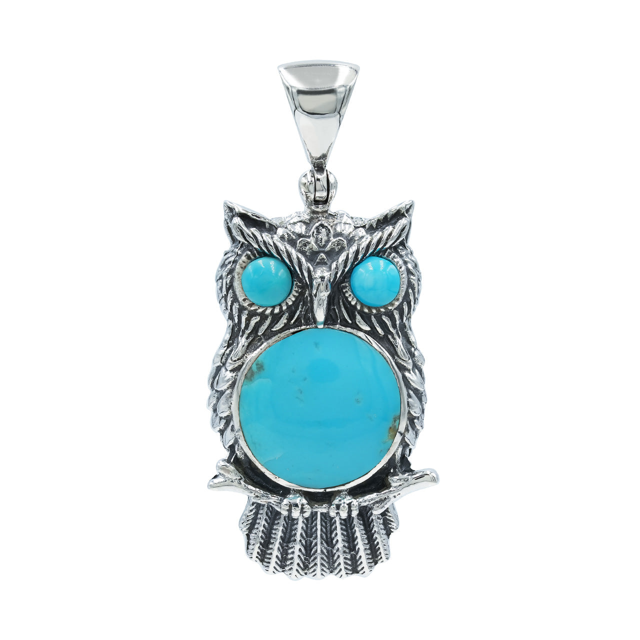 Starborn Turquoise Owl Pendant in Sterling Silver