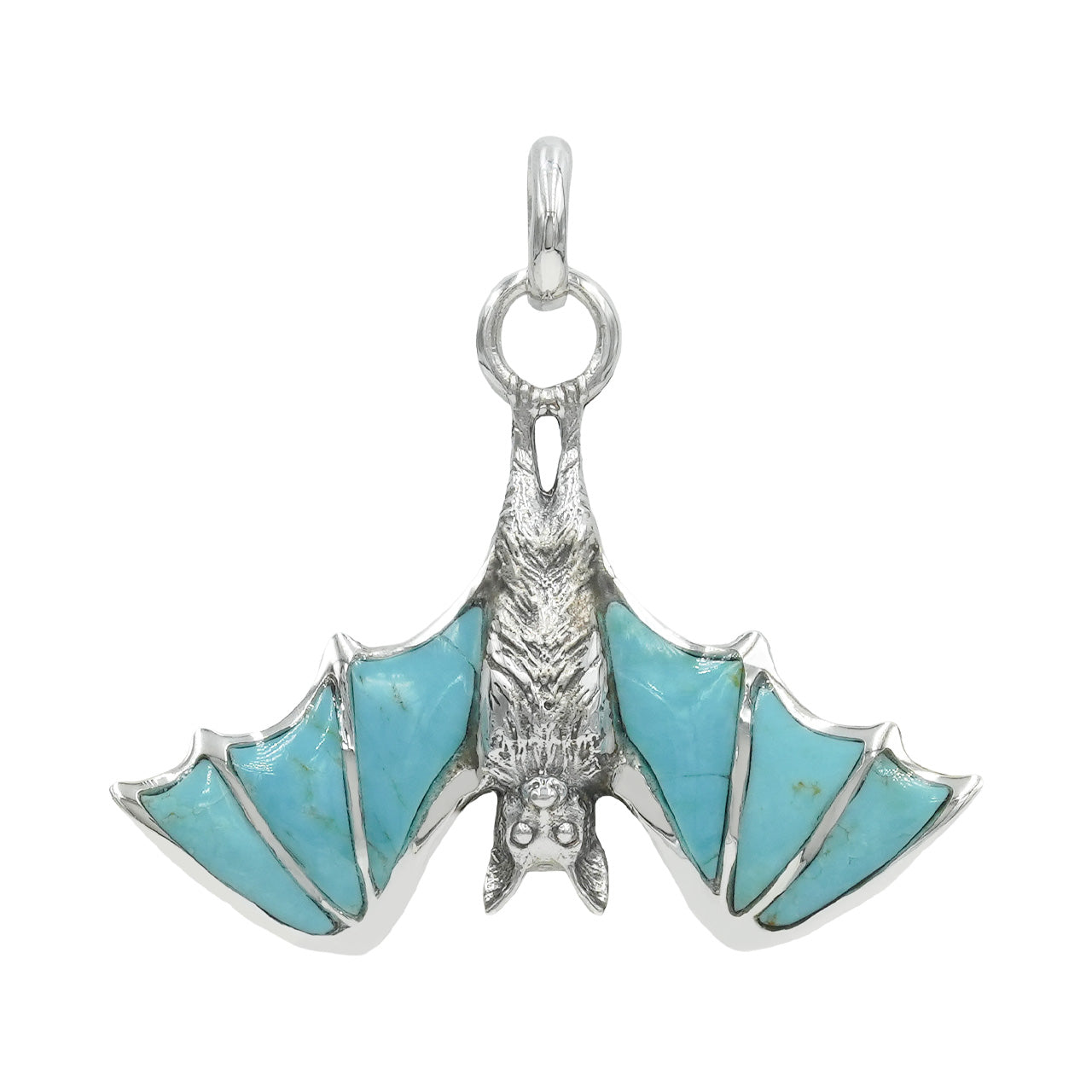 Starborn Turquoise Hanging Bat Pendant in Sterling Silver