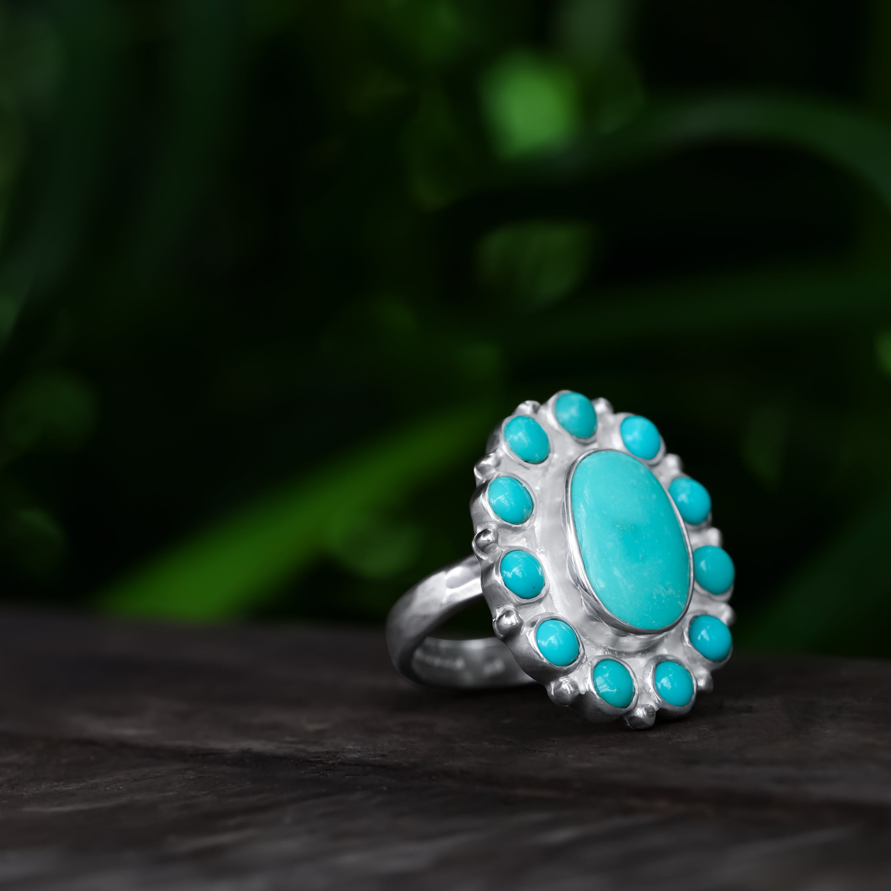 Starborn Kingman Turquoise and Round Campitos Turquoise Ring in Sterling Silver