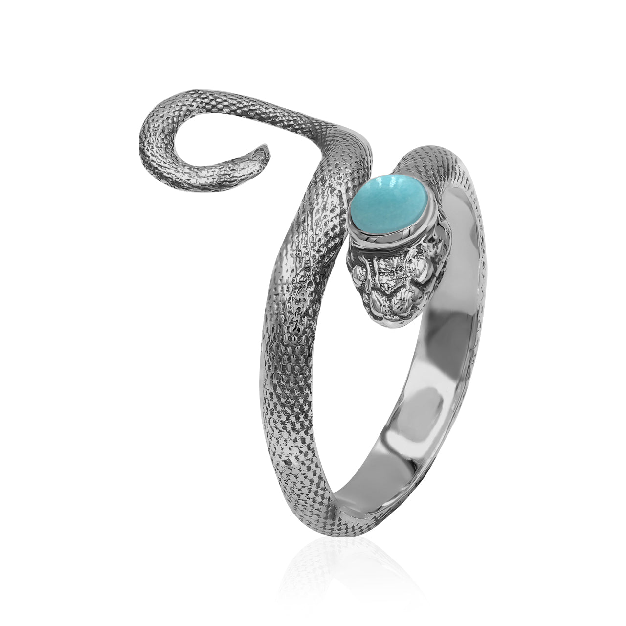 Starborn – Ring mit gewundener Schlange und poliertem Türkis in Sterlingsilber