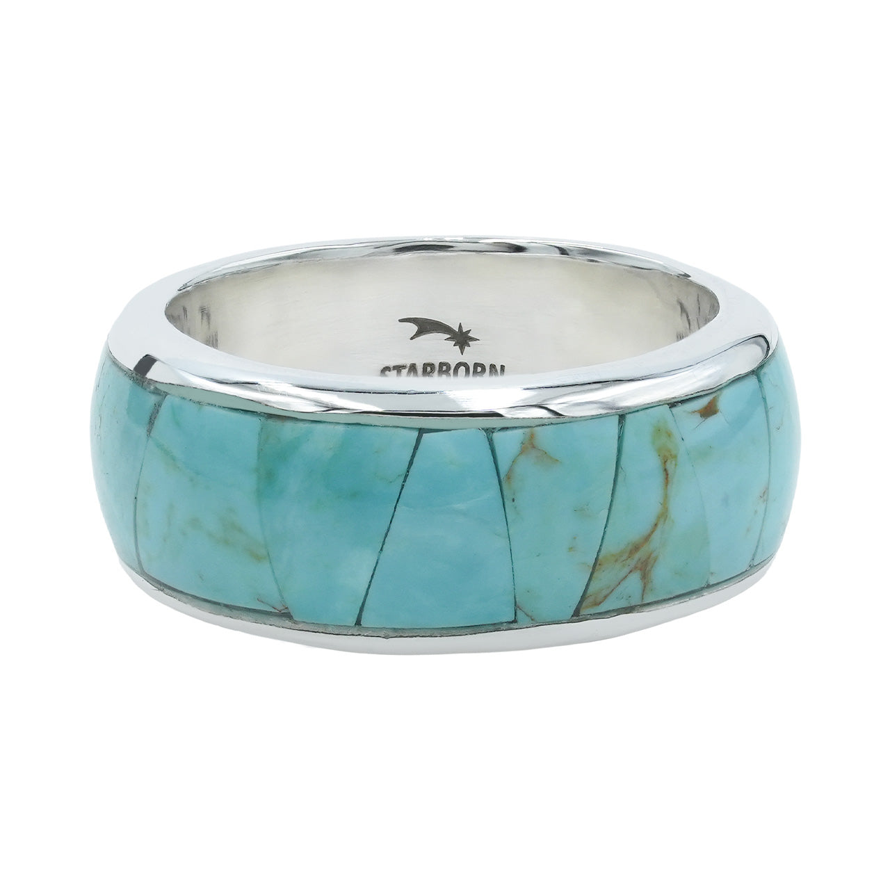 Starborn Turquoise Inlay Channel Style Ring in Fine Sterling Silver