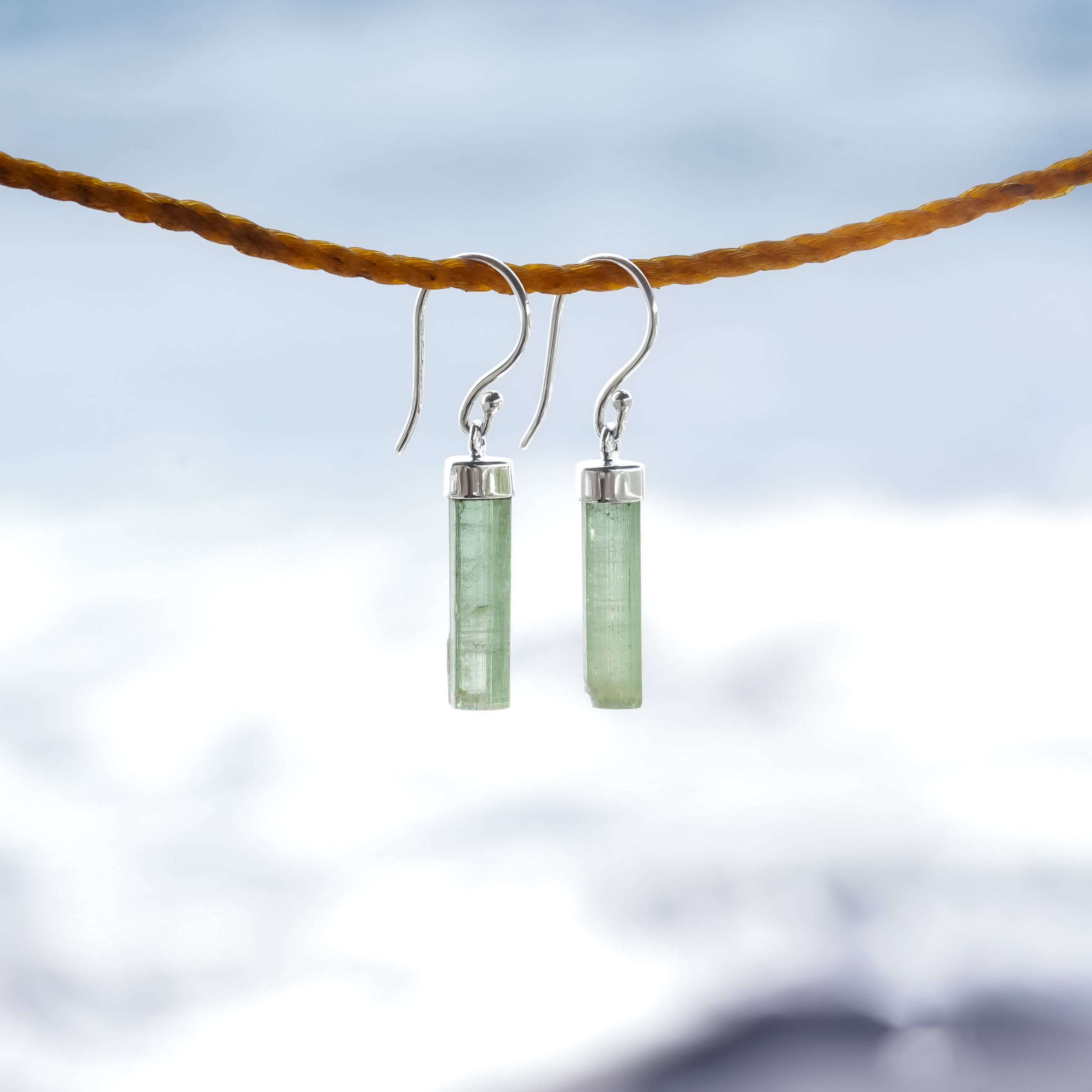 Starborn Tourmaline Crystal Point Sterling Silver Drop Earrings