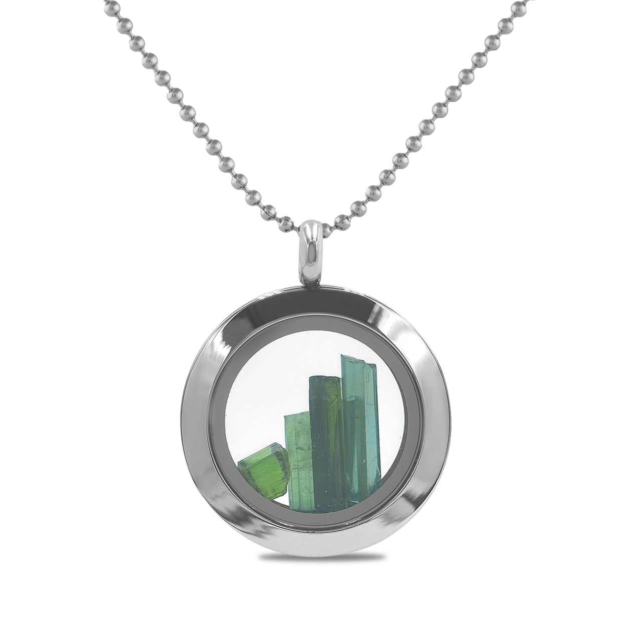 Collar con colgante de ventana con piedras preciosas Starborn en acero inoxidable