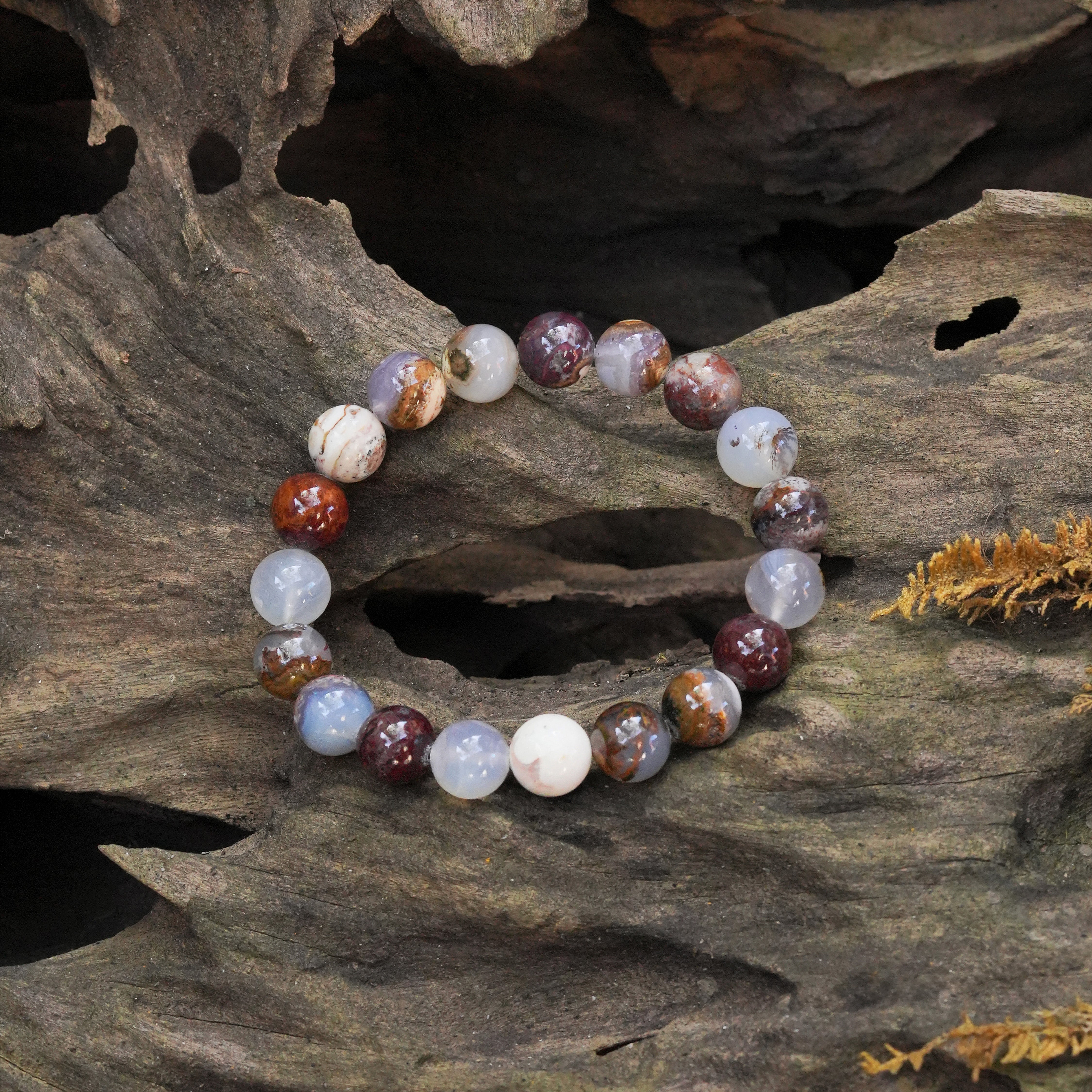 Pulsera elástica de cuentas de ágata Starborn Arizona Verde Valley