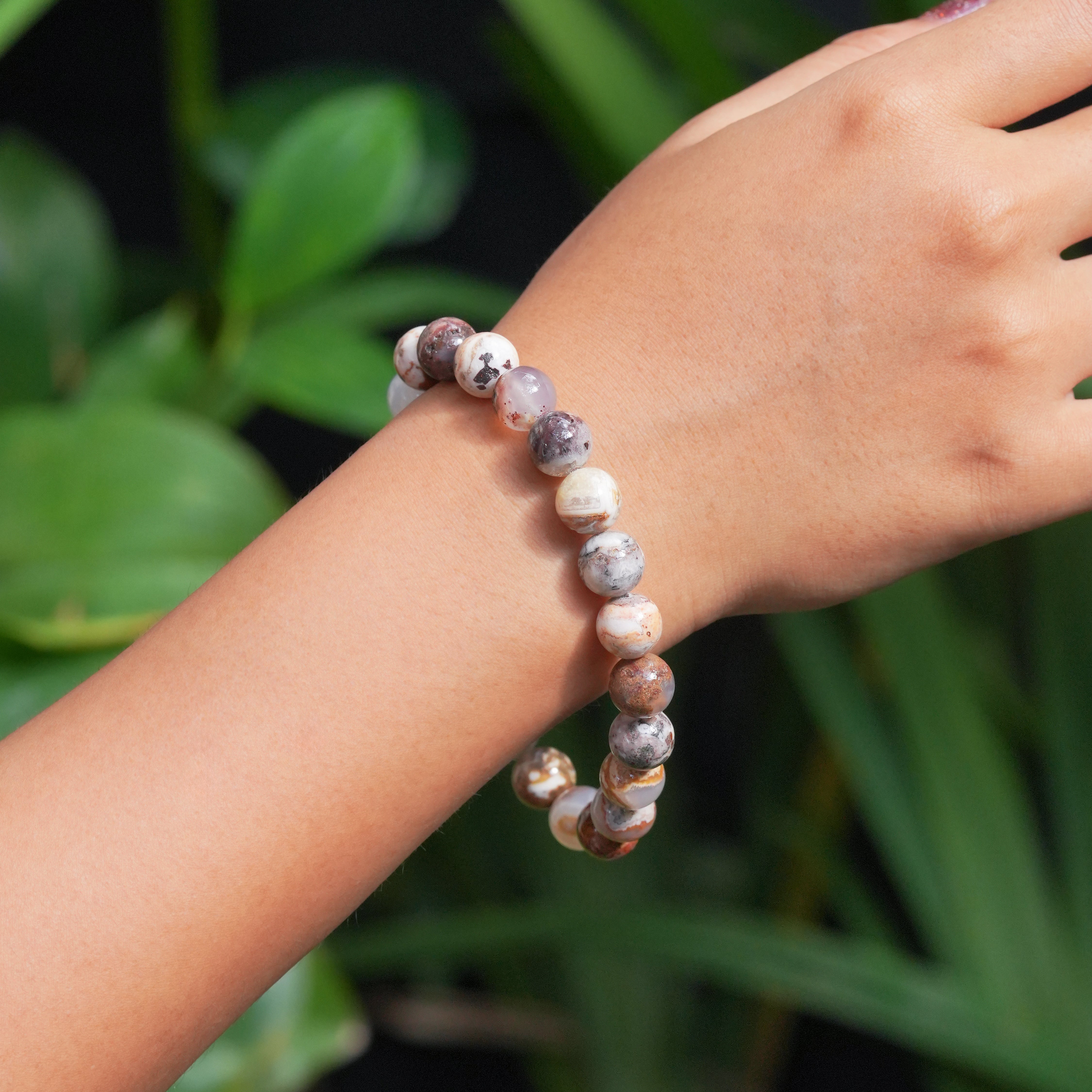 Pulsera elástica de cuentas de ágata Starborn Arizona Verde Valley