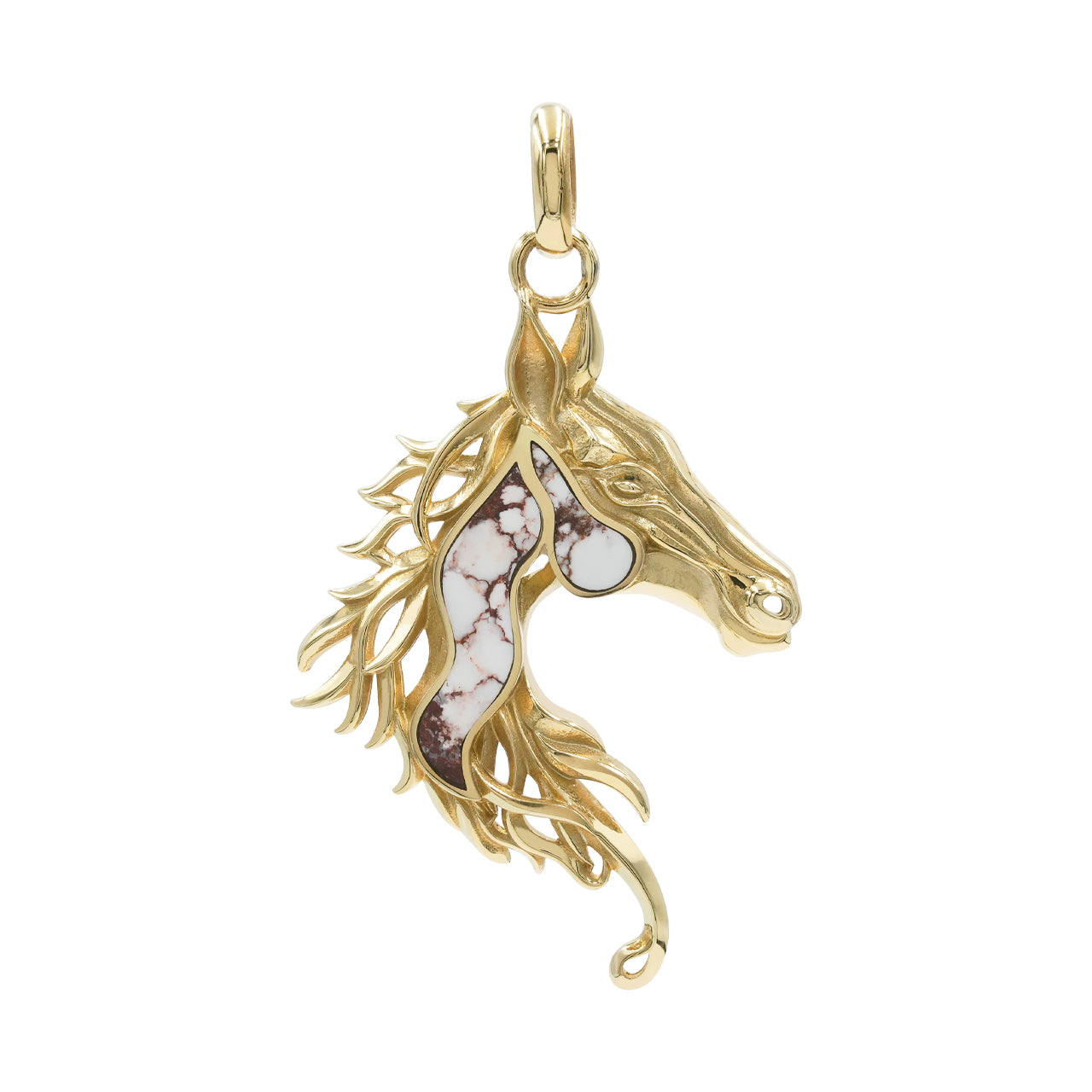 Starborn Horse Head Pendant with Wild Horse Inlay in Sterling Silver