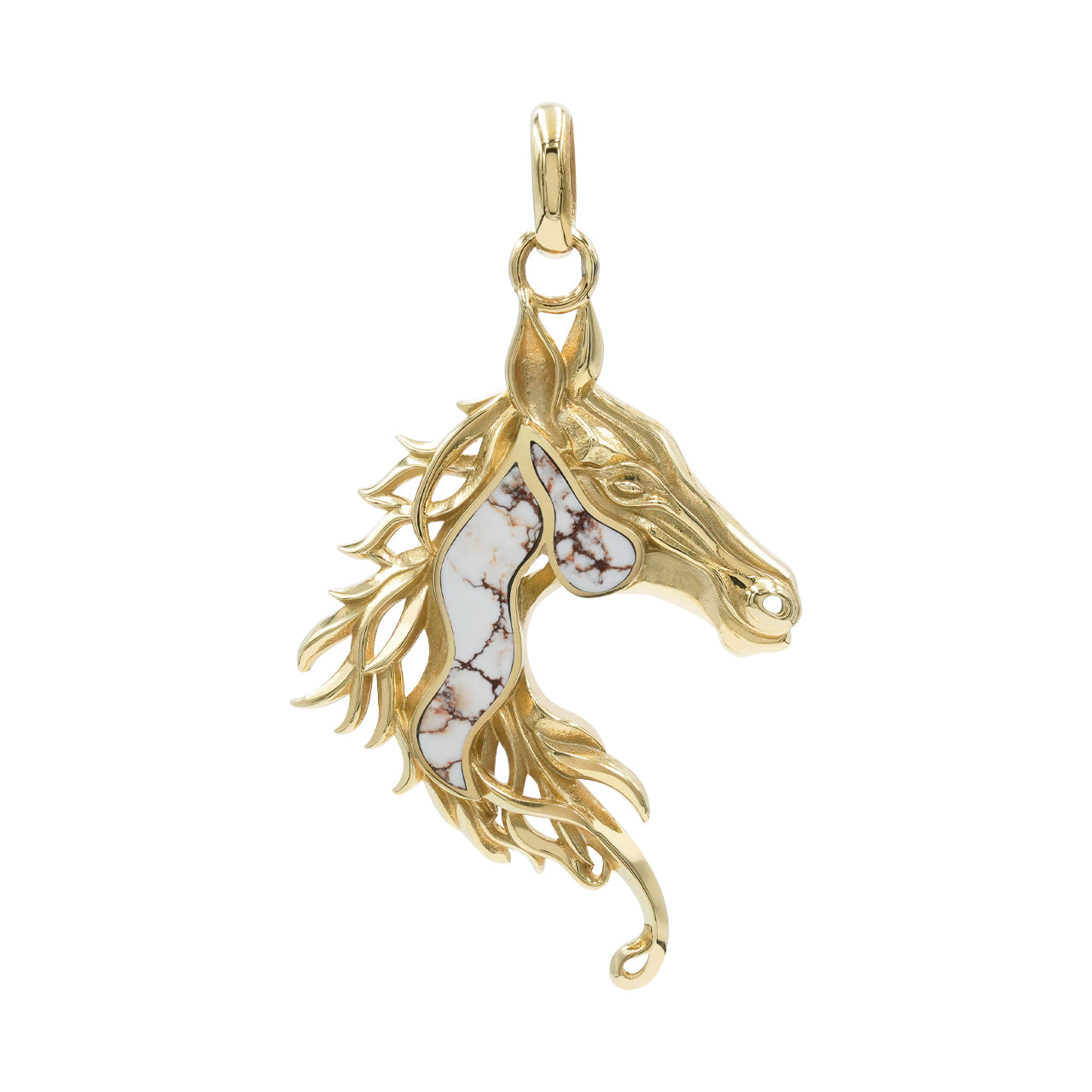 Starborn Horse Head Pendant with Wild Horse Inlay in Sterling Silver