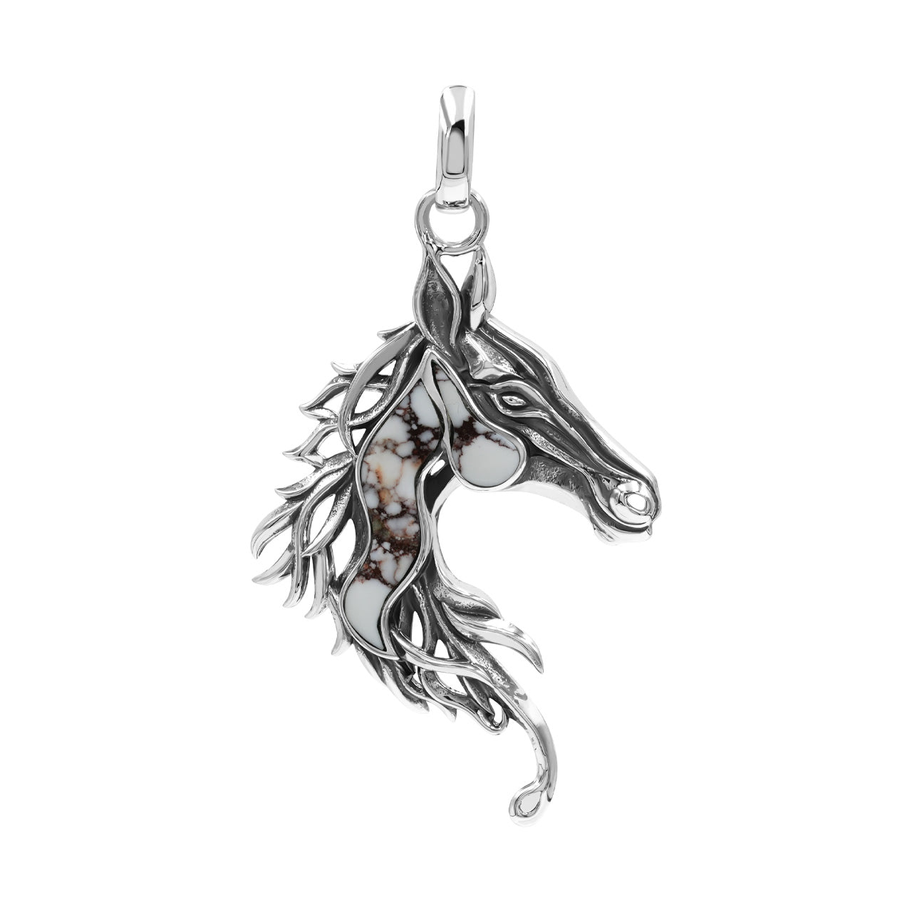 Starborn Wild Horse Stein Pferdekopfanhaenger aus Sterlingsilber