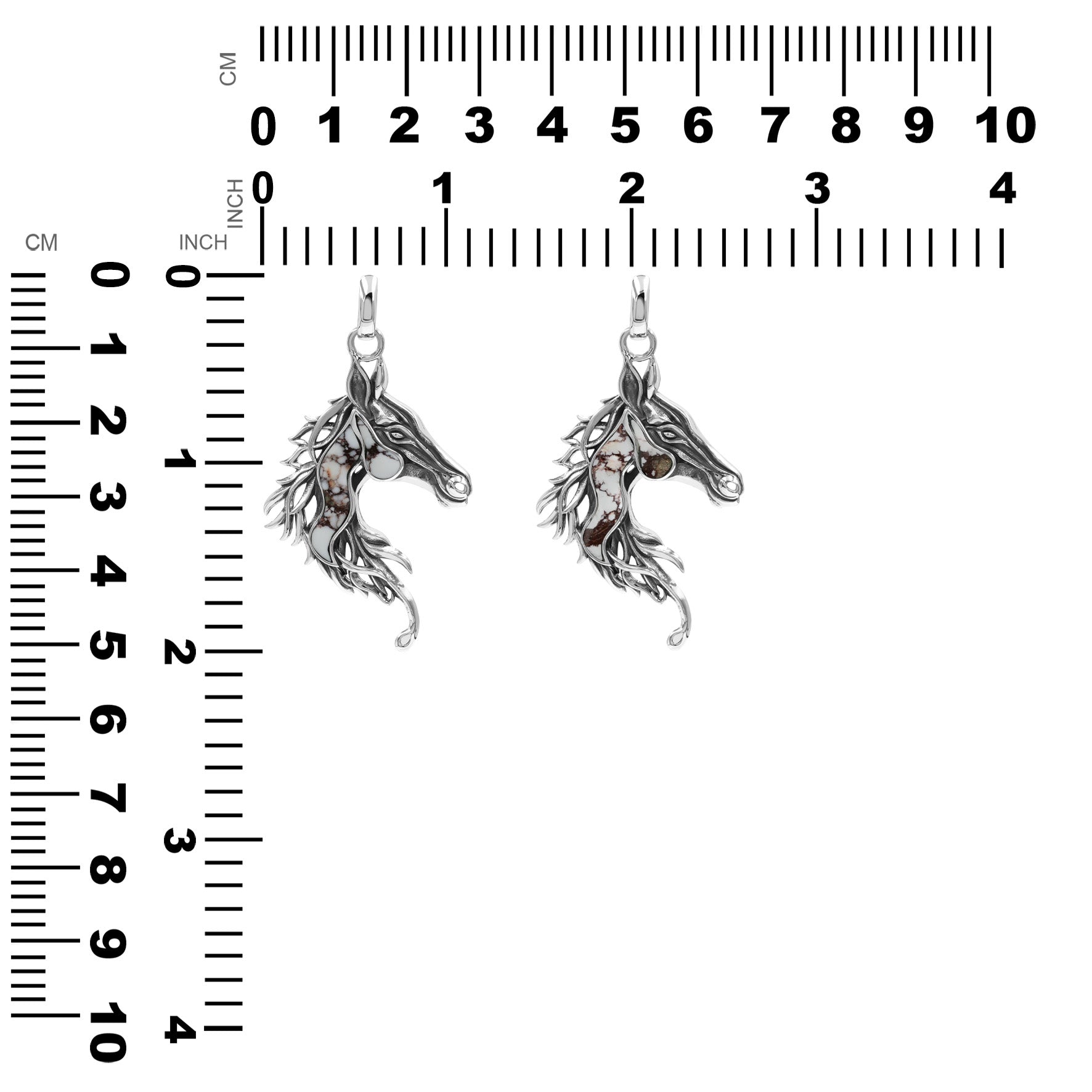 Starborn Horse Head Pendant with Wild Horse Inlay in Sterling Silver