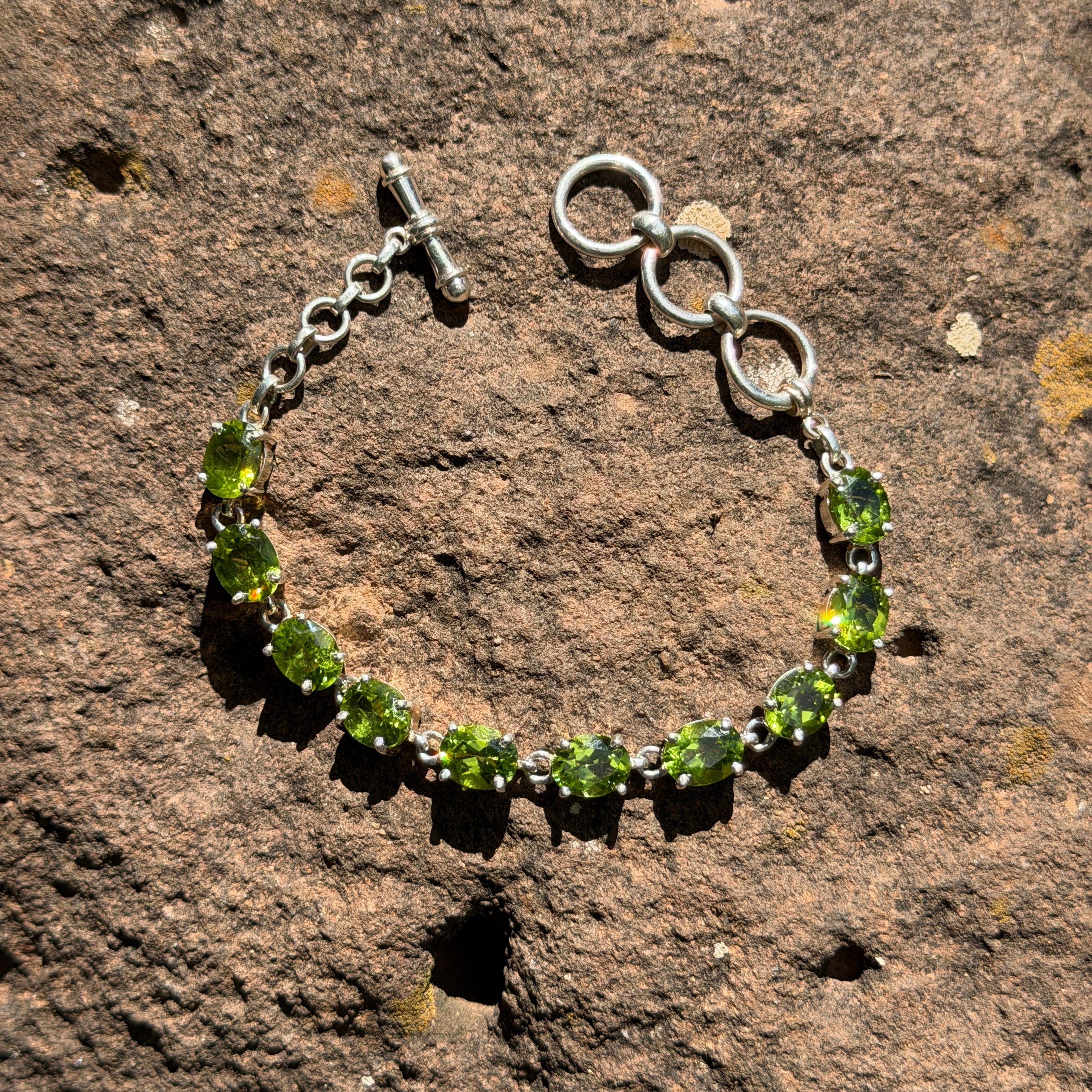 Starborn Faceted Peridot Bracelet in Sterling Silver