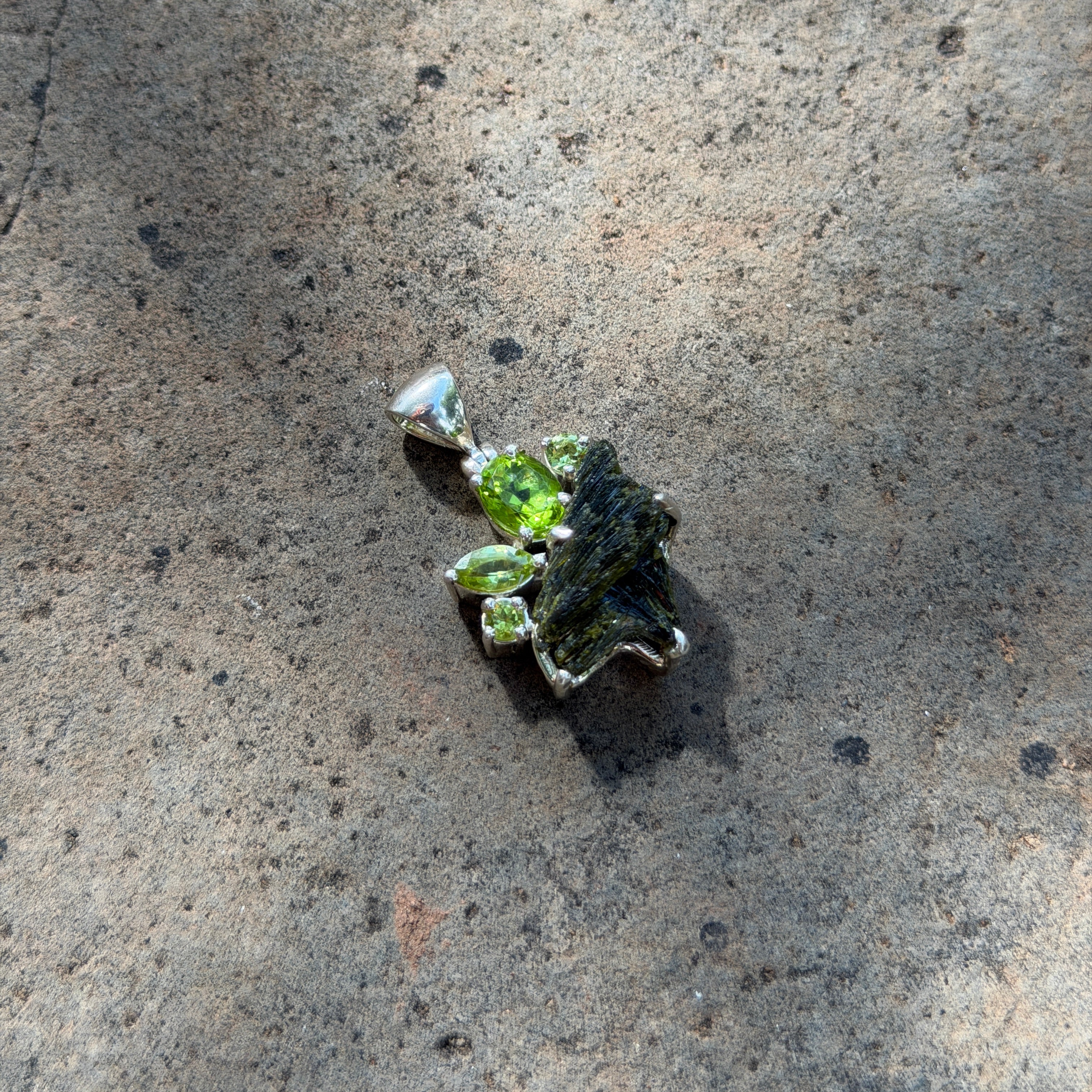 Starborn Epidote + Peridot Pendant in Sterling Silver