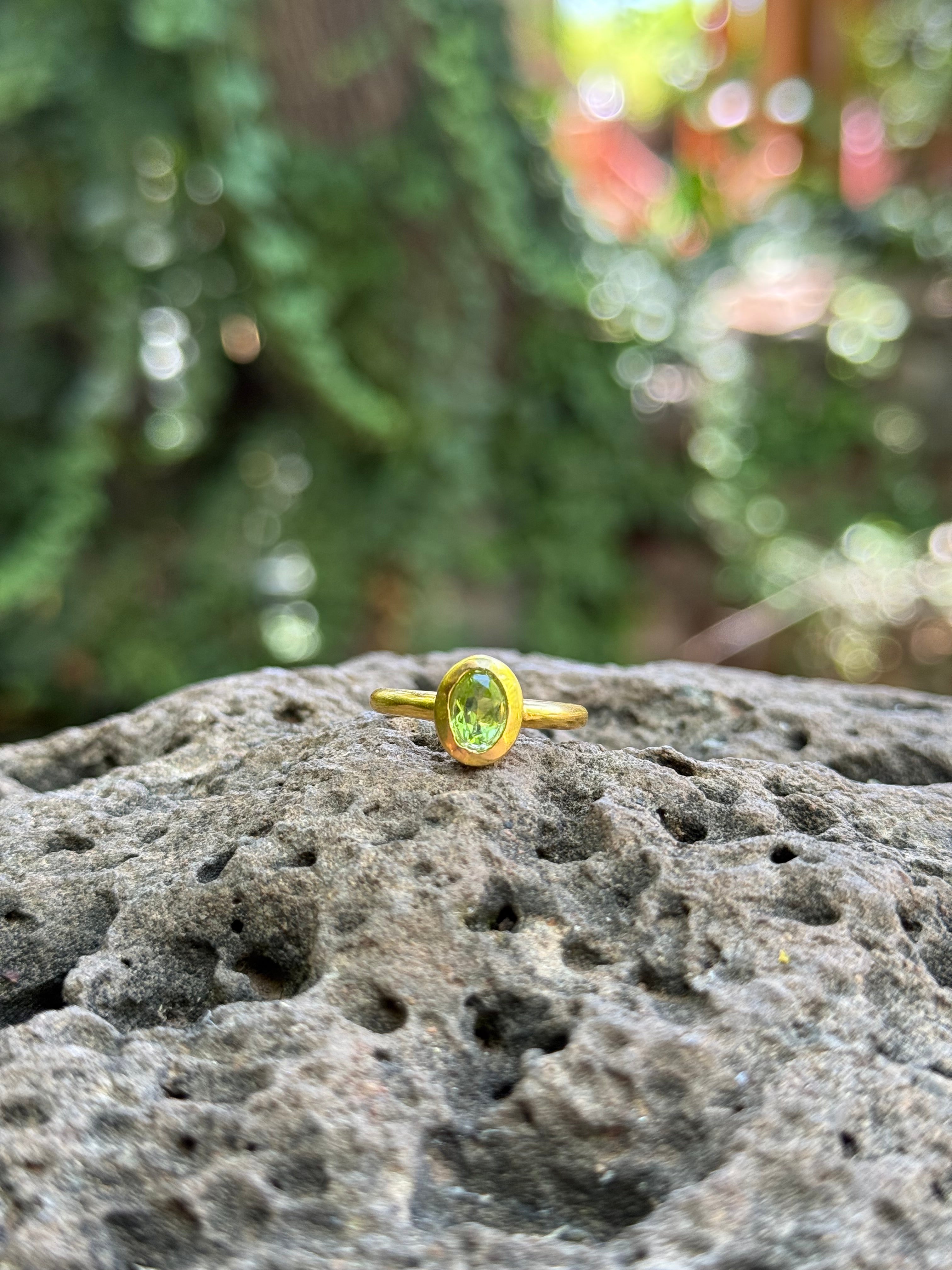 Starborn Peridot Ring Gold Micron Plated - Size 7