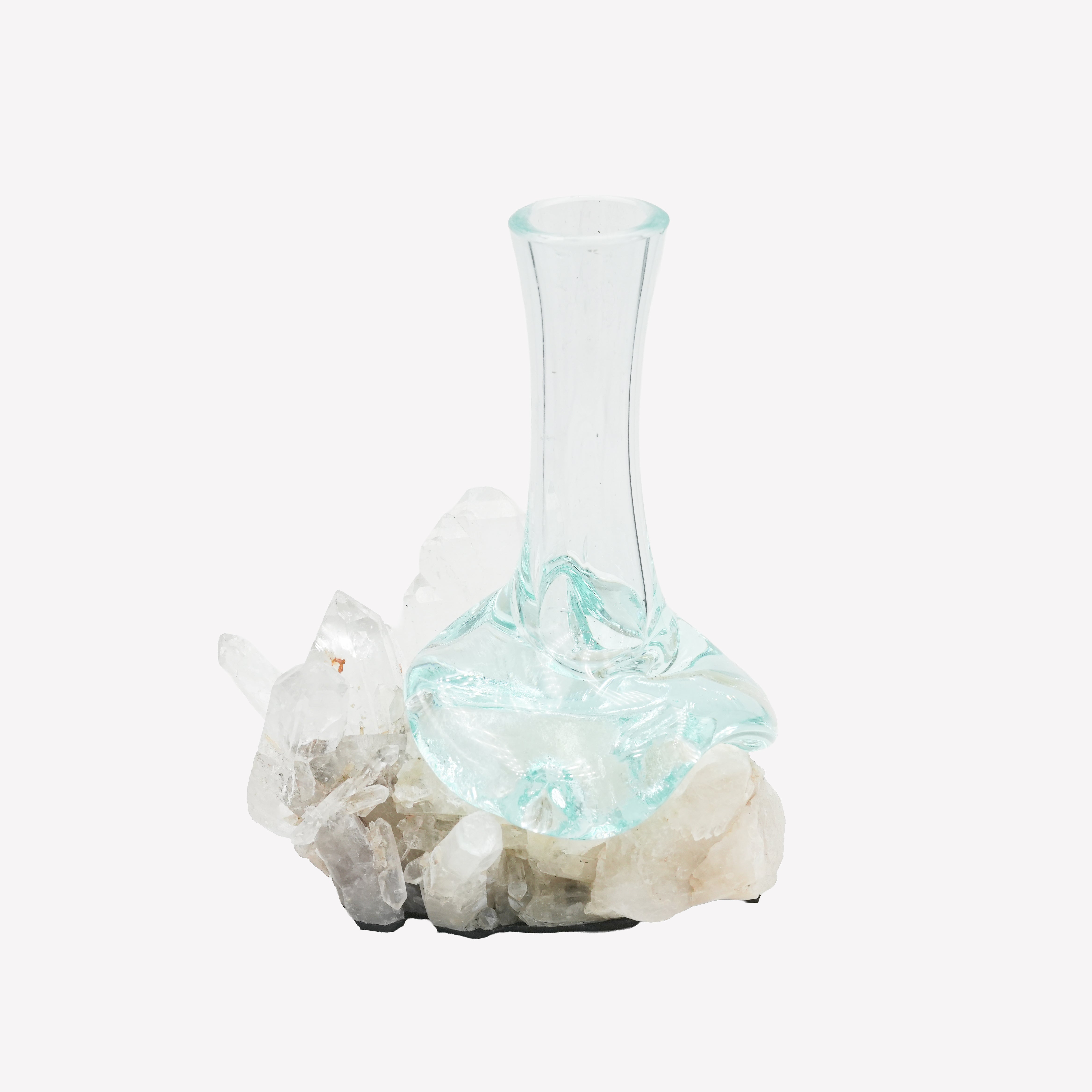 Starborn Handblown Molten Glass Vase on Brazilian Quartz
