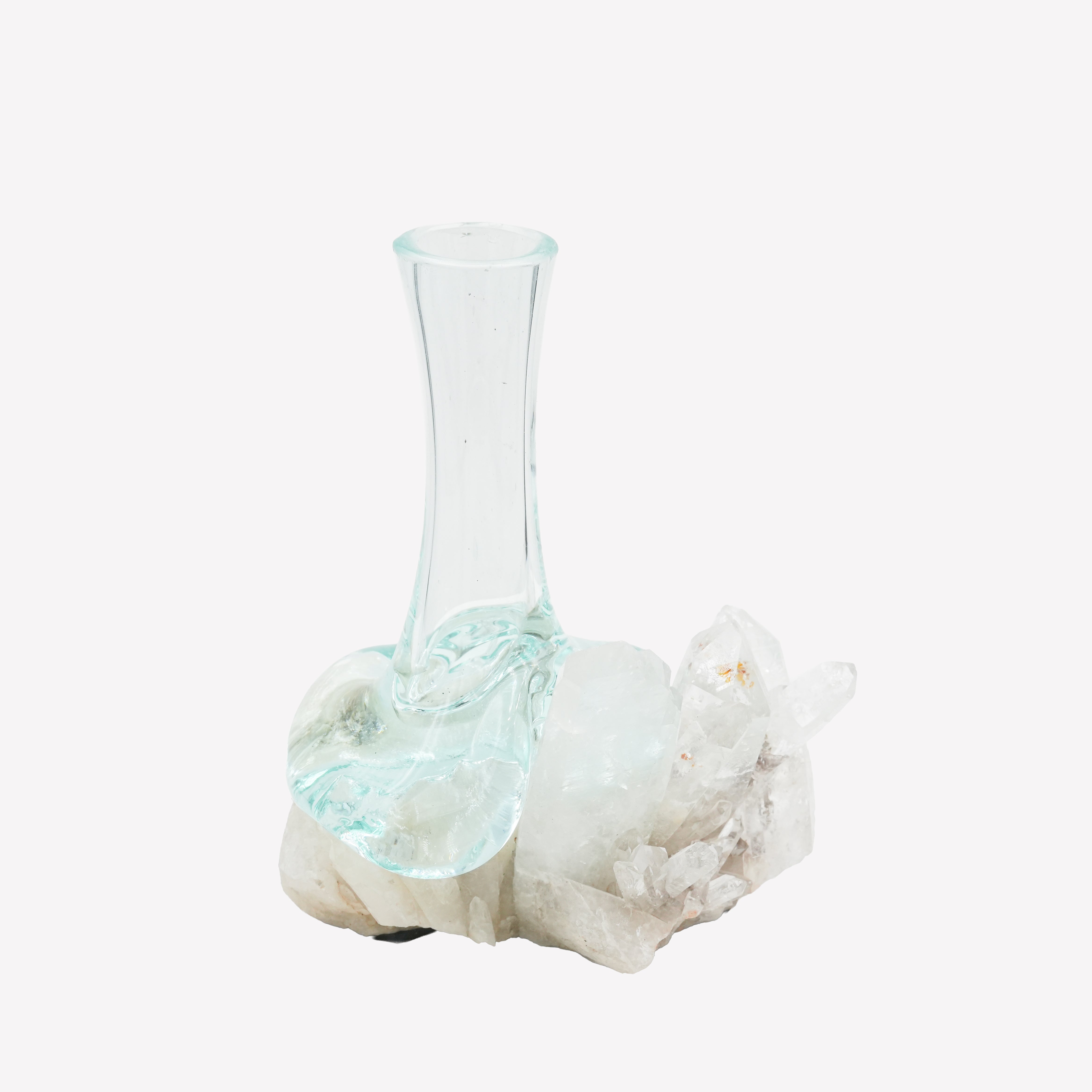 Starborn Handblown Molten Glass Vase on Brazilian Quartz