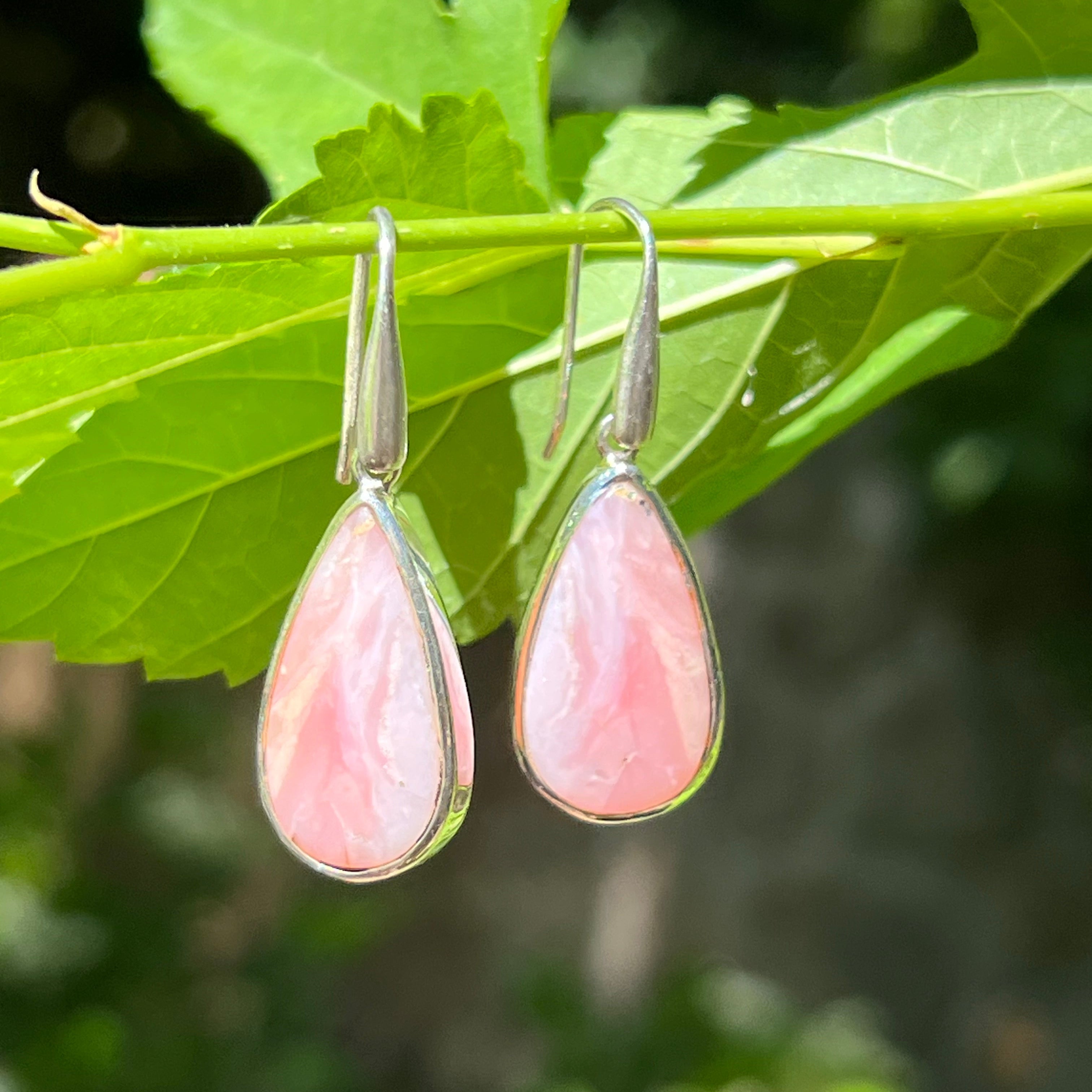 Starborn Pink Opal Dangle Earrings in Sterling Silver