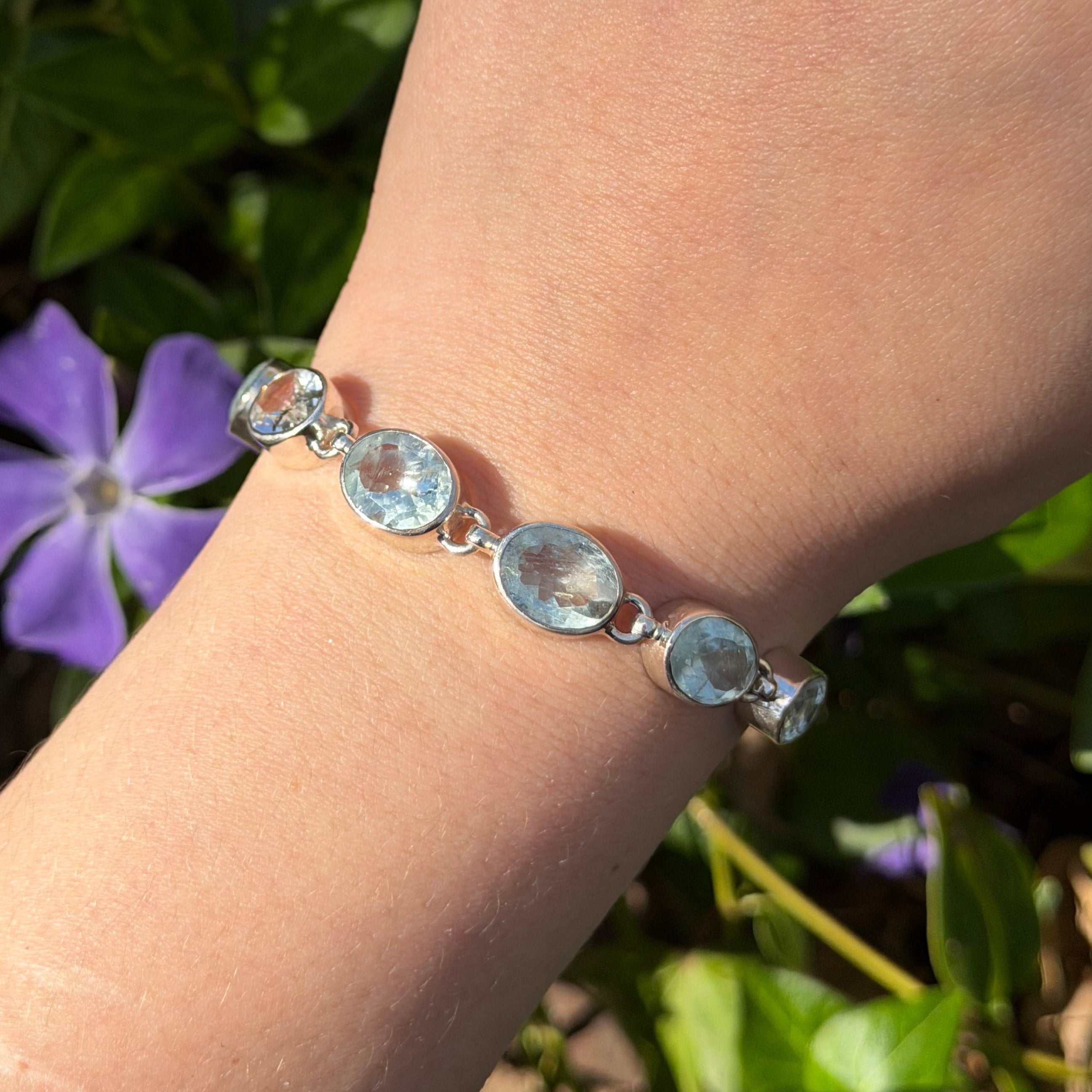Starborn Faceted Aquamarine Bracelet in Sterling Silver