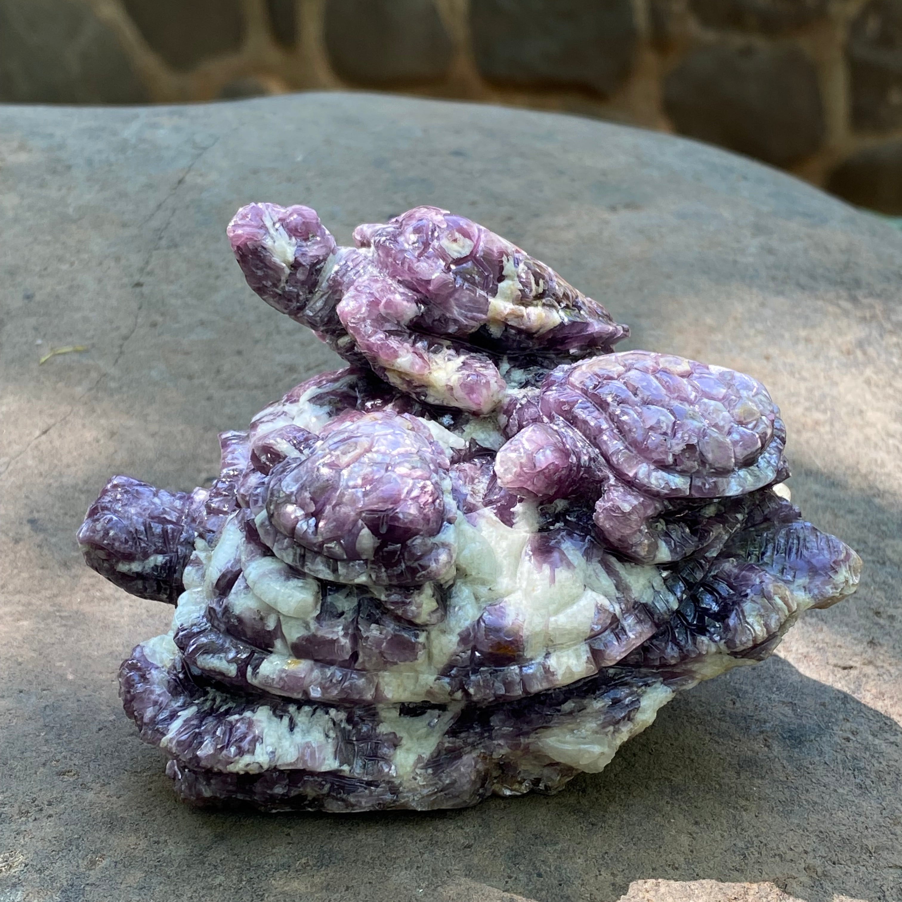 Starborn Hand Carved Lepidolite Turtle Family